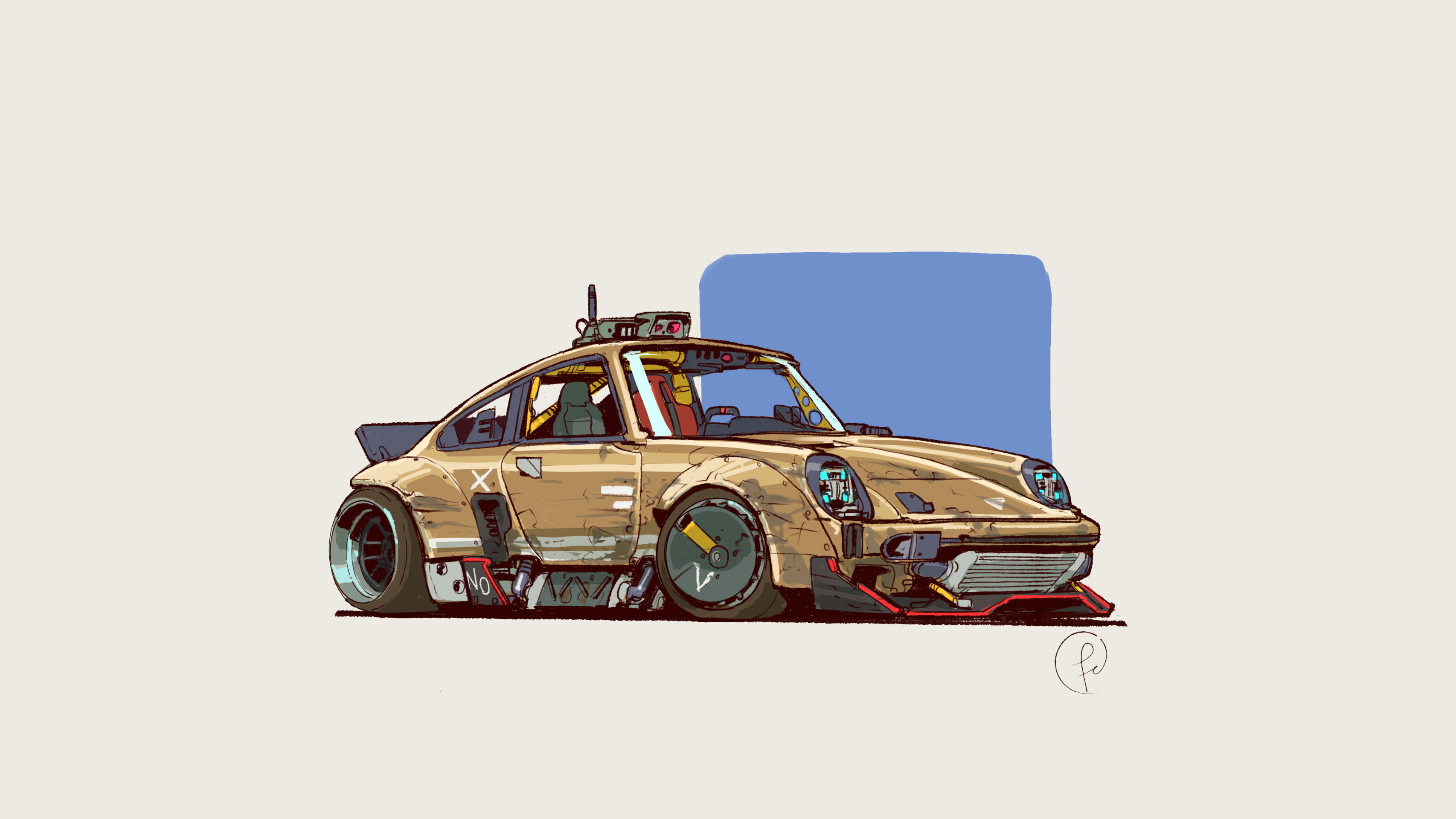 car, custom-made, colorful, concept art, 2K, artwork, HD Wallpaper