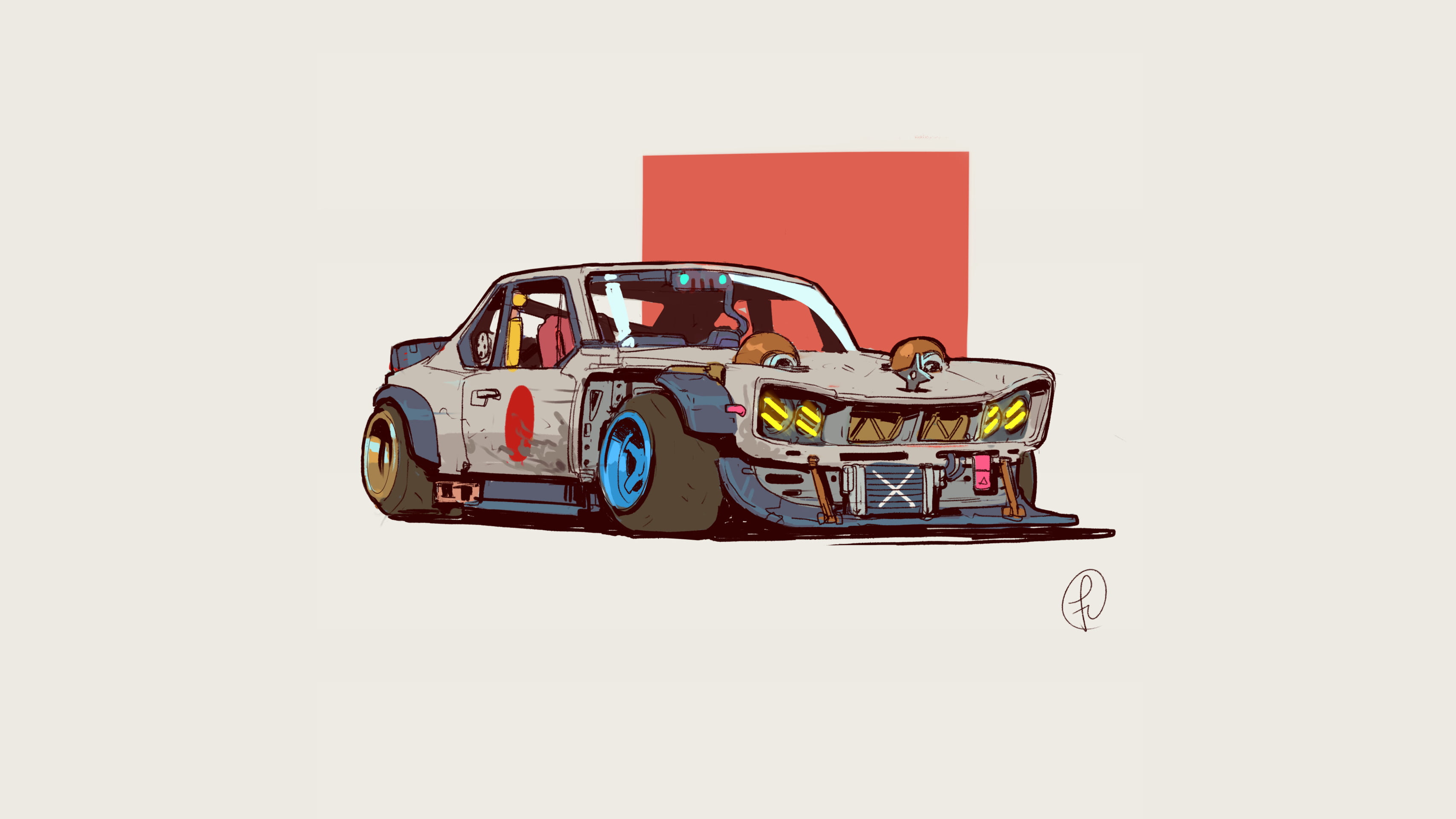 custom-made, artwork, 2K, car, colorful, concept art, HD Wallpaper