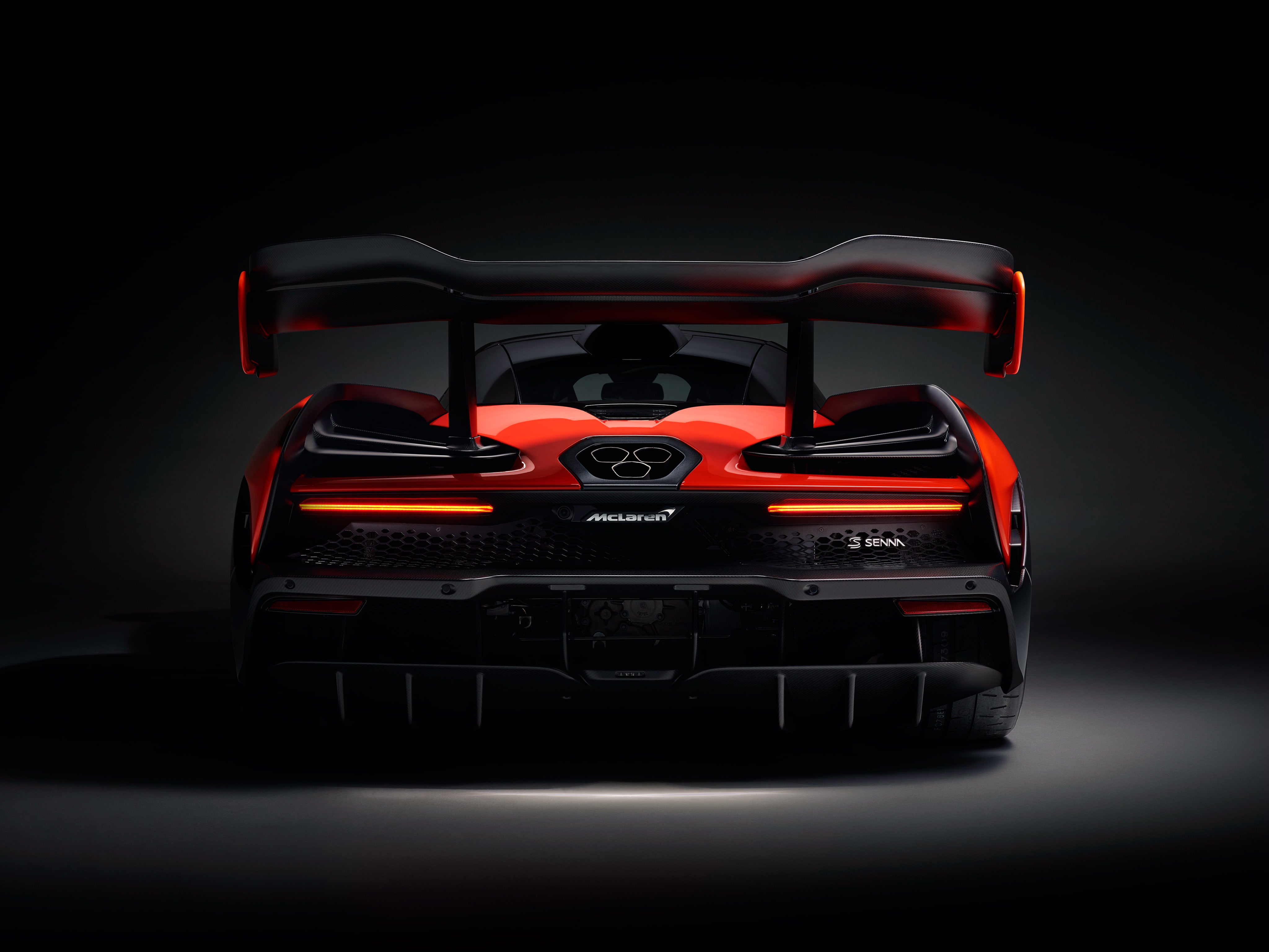 red, car, 2018, black, sports, 4K, McLaren Senna, Rear view, 4K, HD Wallpaper