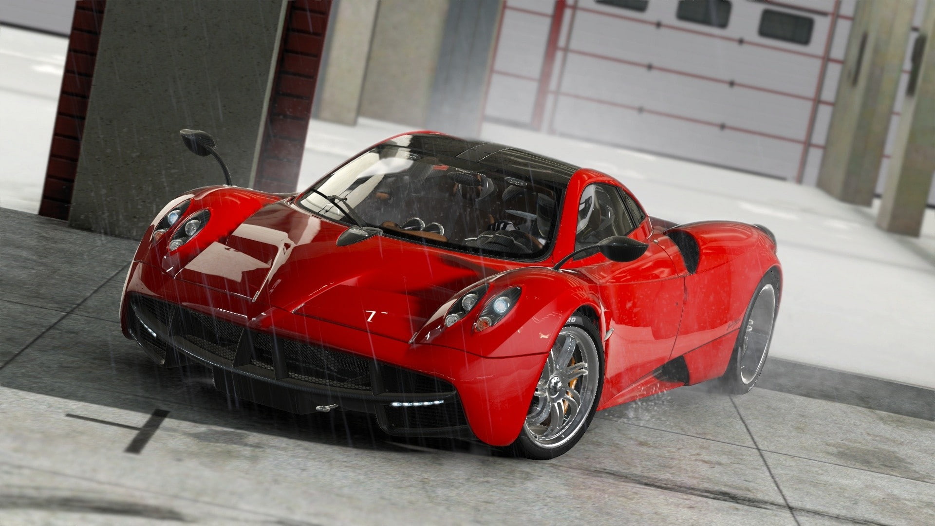 red car, rain, 1080P, car, cars, red, project cars, project, HD Wallpaper