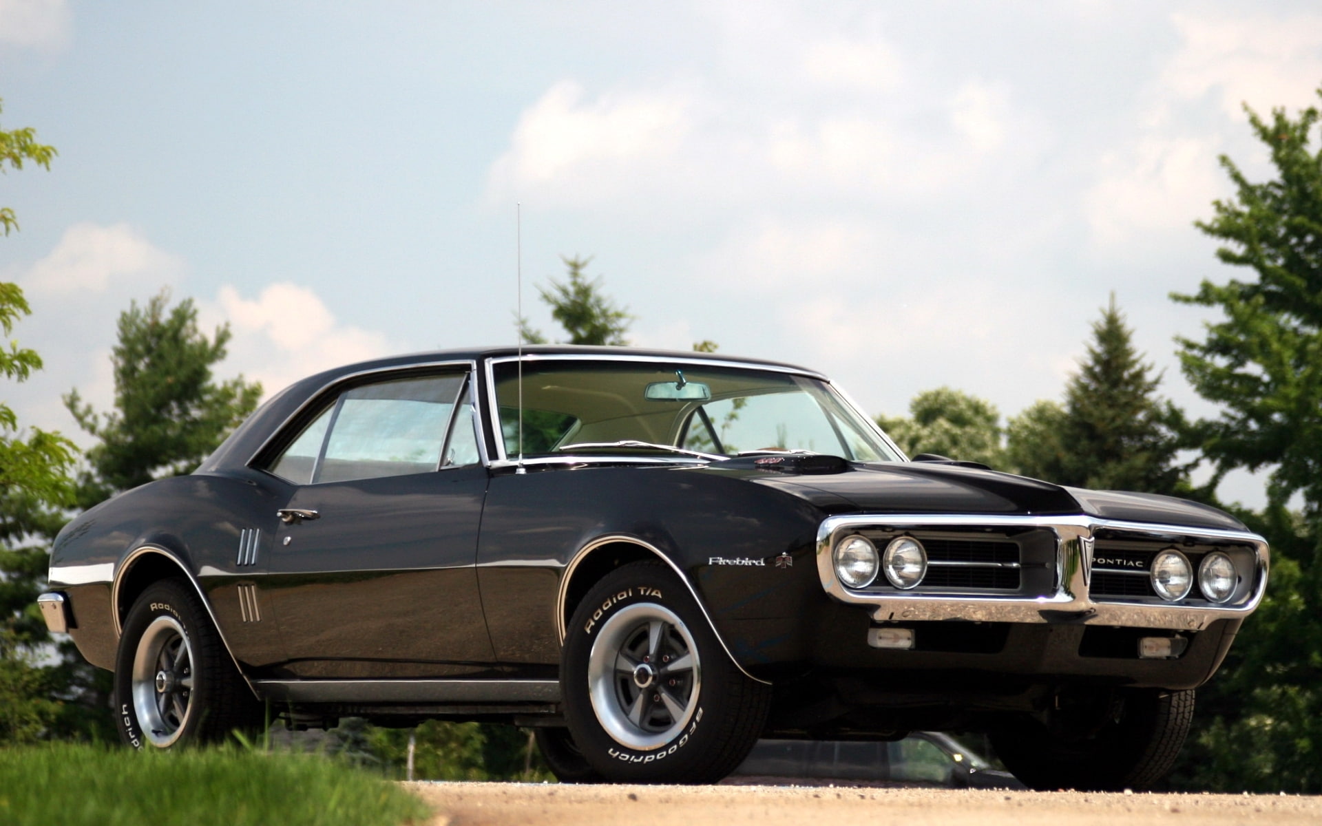 400, Firebird, the sky, coupe, black, Herbed, 1967, Pontiac, 1080P, Muscle car, the front, background, HD Wallpaper