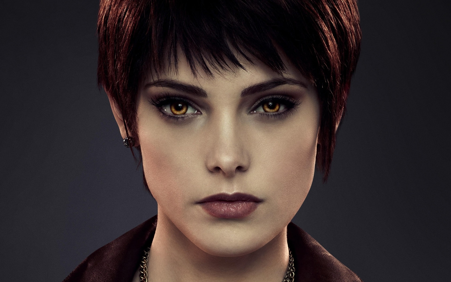 1080P, women, Ashley Greene, actress, Alice (Twilight), redhead, face, Twilight, yellow eyes, short hair, movies, HD Wallpaper