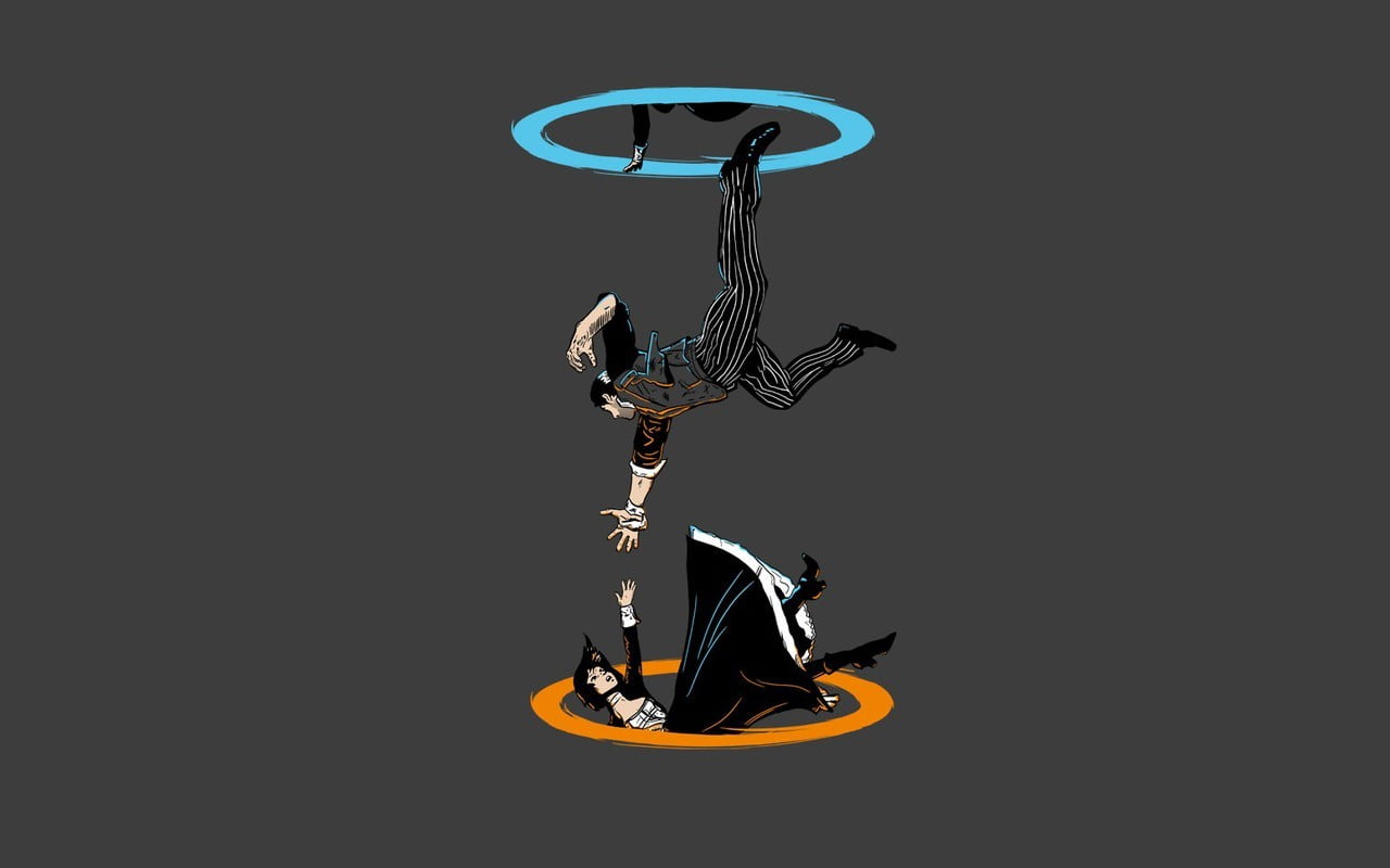 activity, still life, cut out, 720P, sport, Portal (game), art and craft, BioShock Infinite, indoors, technology, creativity, metal, jump, video games, HD Wallpaper