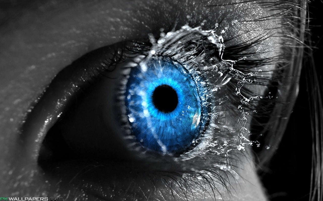extreme close-up, eyebrow, blue eyes, 720P, liquid, eyelash, blue, women, reflection, body part, real people, eye, human eye, closeup, eyesight, full frame, HD Wallpaper