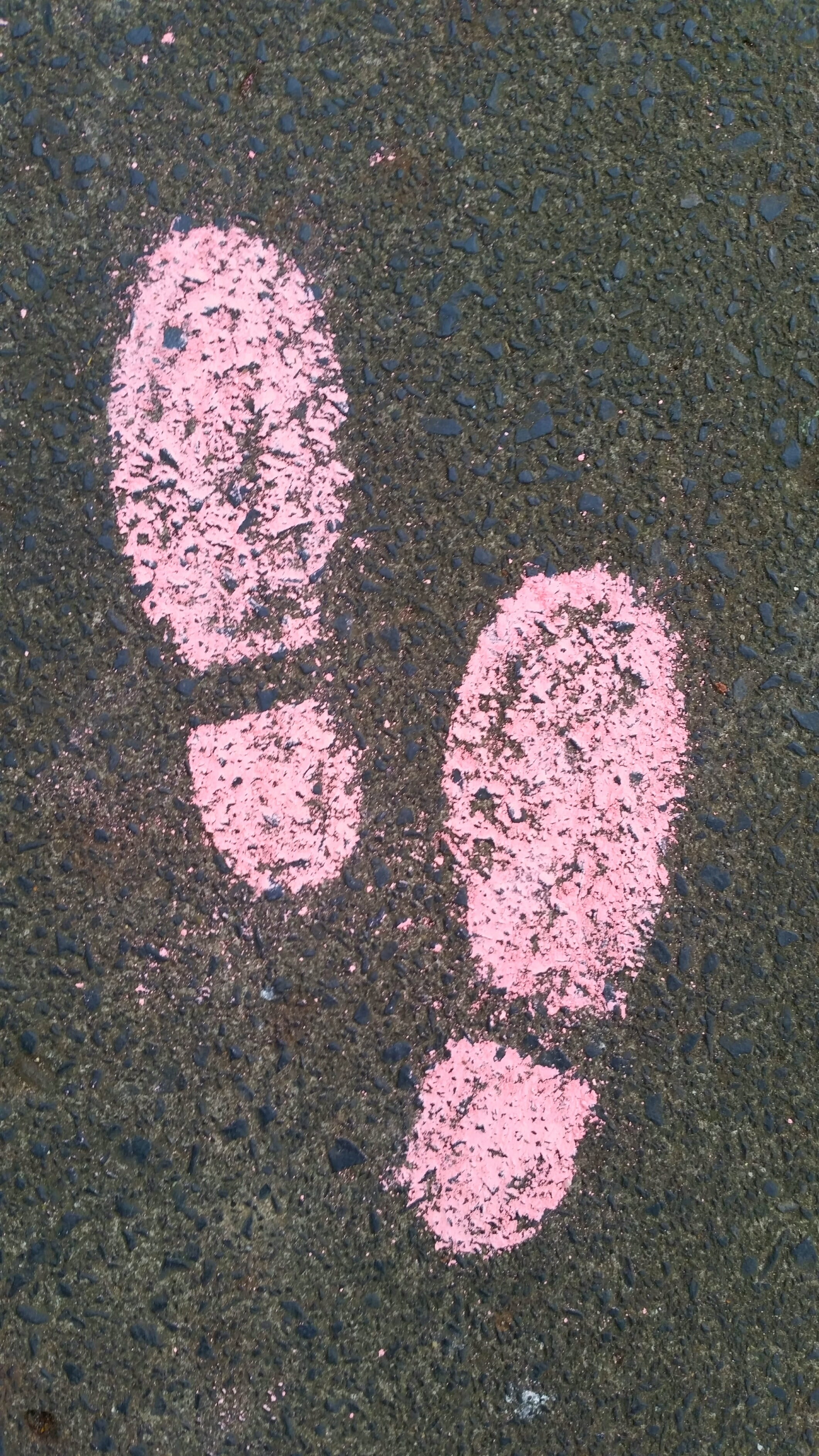 flashlights, close-up, footprint, sign, pavement, 2K, city, paint, go, prints, Road, no people, transportation, outdoors, pink color, nature, creativity, Phone HD Wallpaper