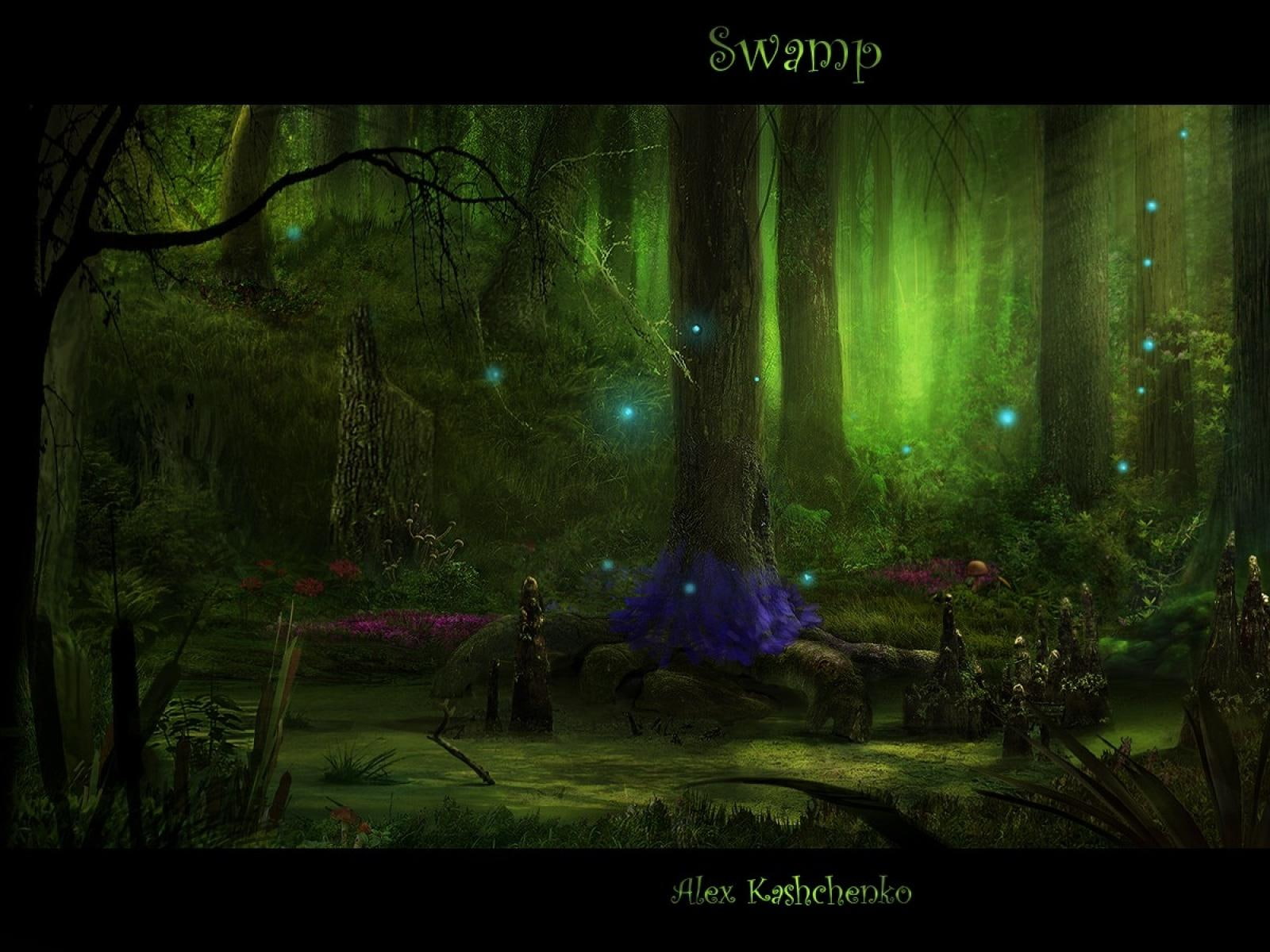 fantasy, swamp, digital, desktop, 720P, photo, art, artwork, matte, abstract, HD Wallpaper