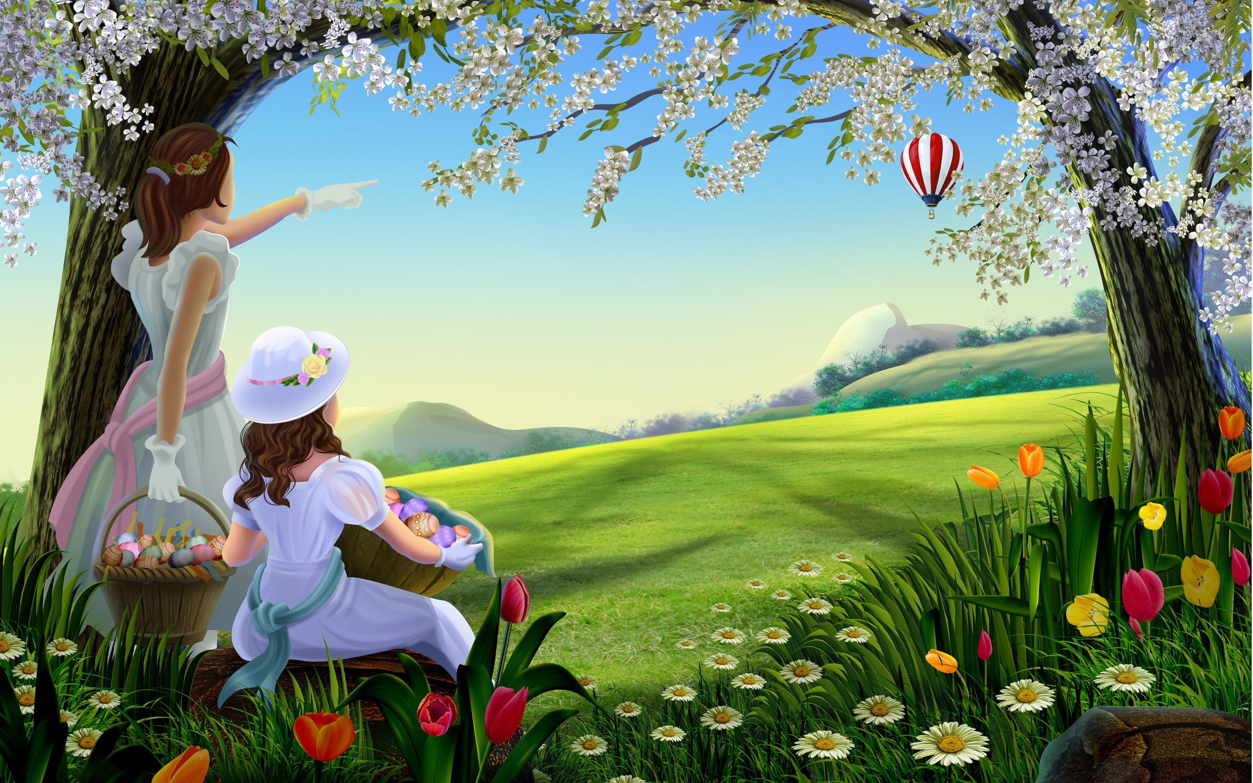 fantasy art, balloons, hot air balloons, fantasy, 2K, cars, hot, air, hd, art, x, px, 2560x1600 px, chevrolet, HD Wallpaper