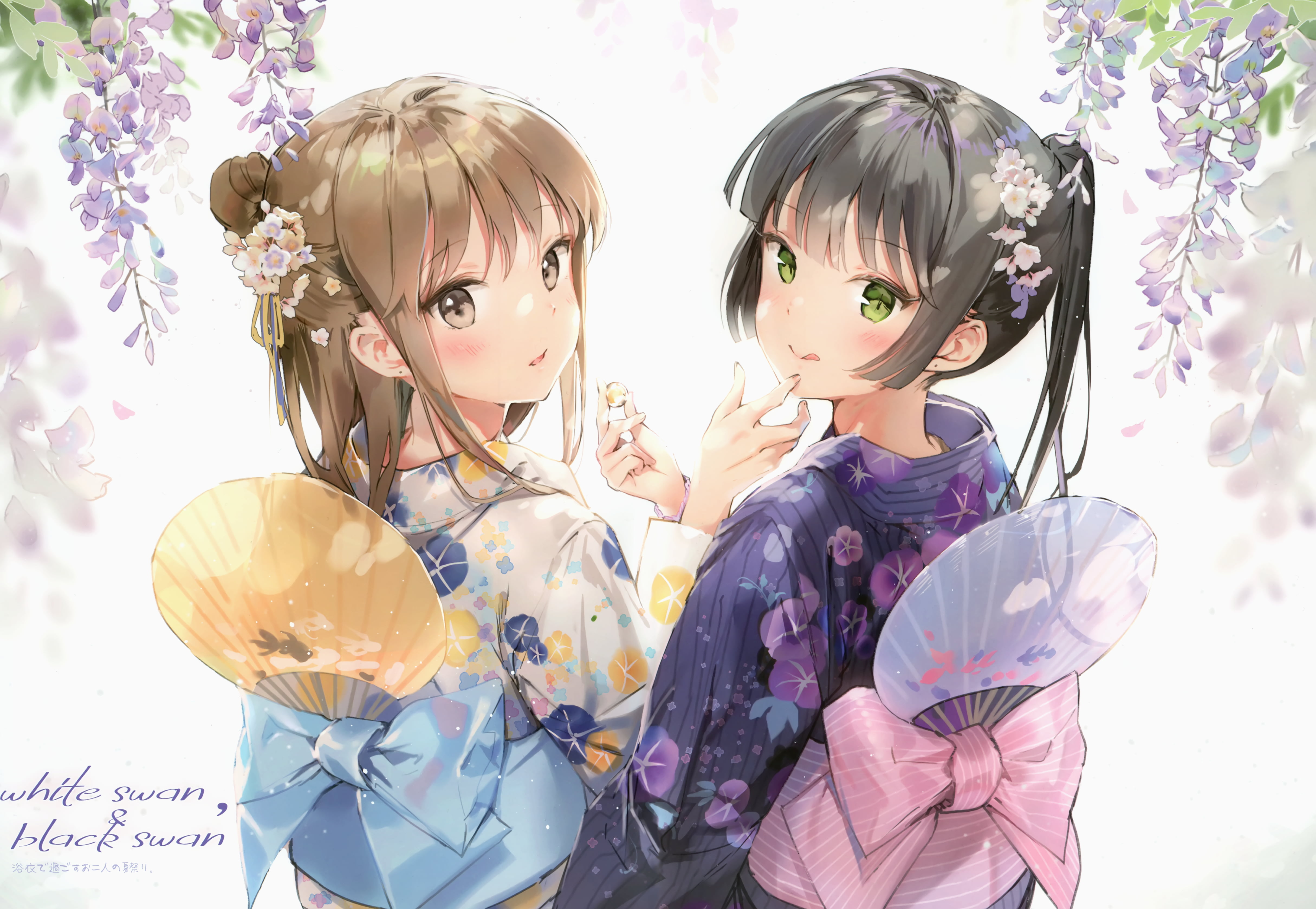 Japanese clothes, kimono, scan, flowers, 4K, Anmi, HD Wallpaper