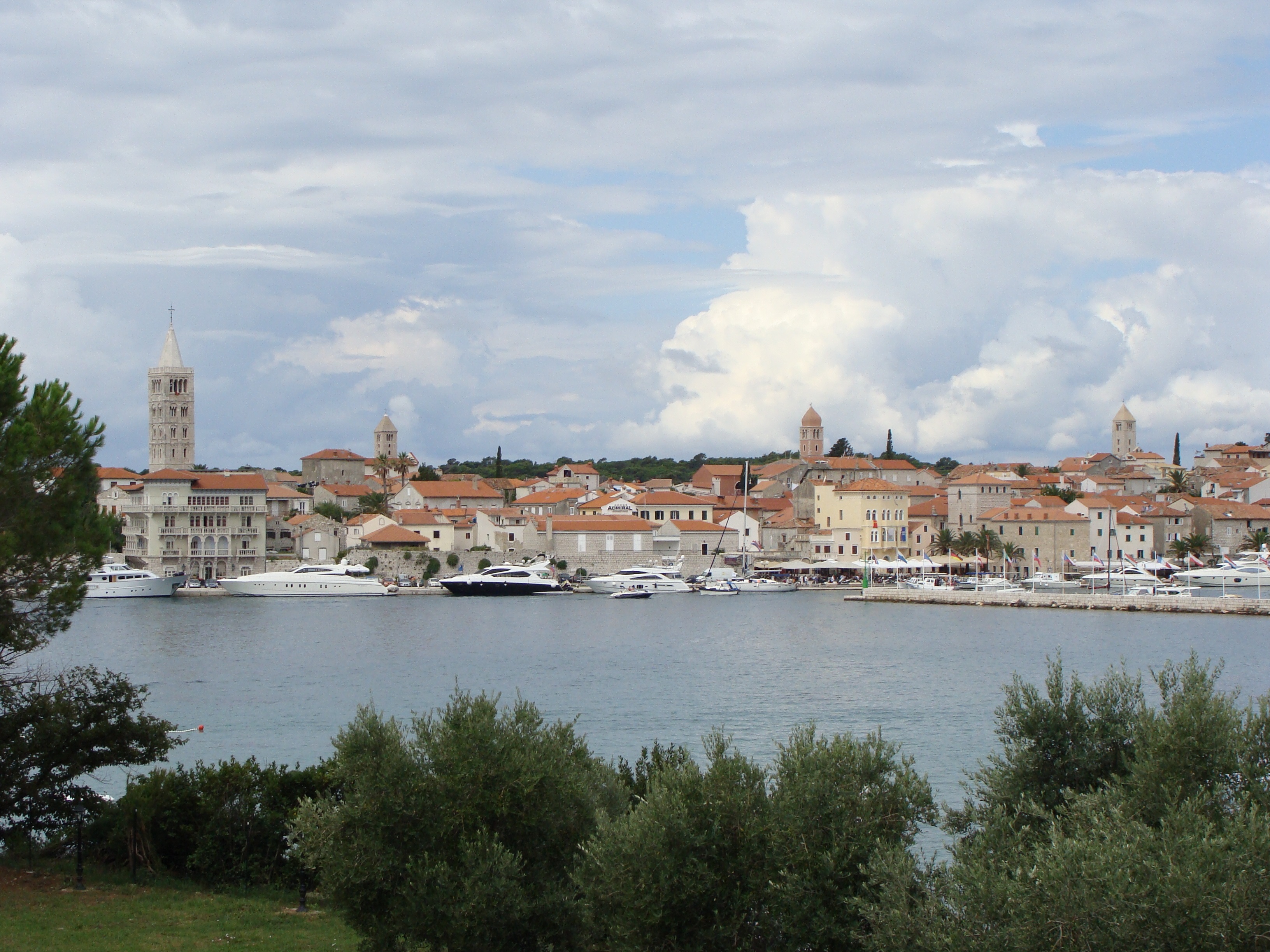 tree, europe, water, cityscape, view, city, outdoors, building, day, croatia, tourism, building exterior, no people, rab, river, sky, old town, travel, HD Wallpaper