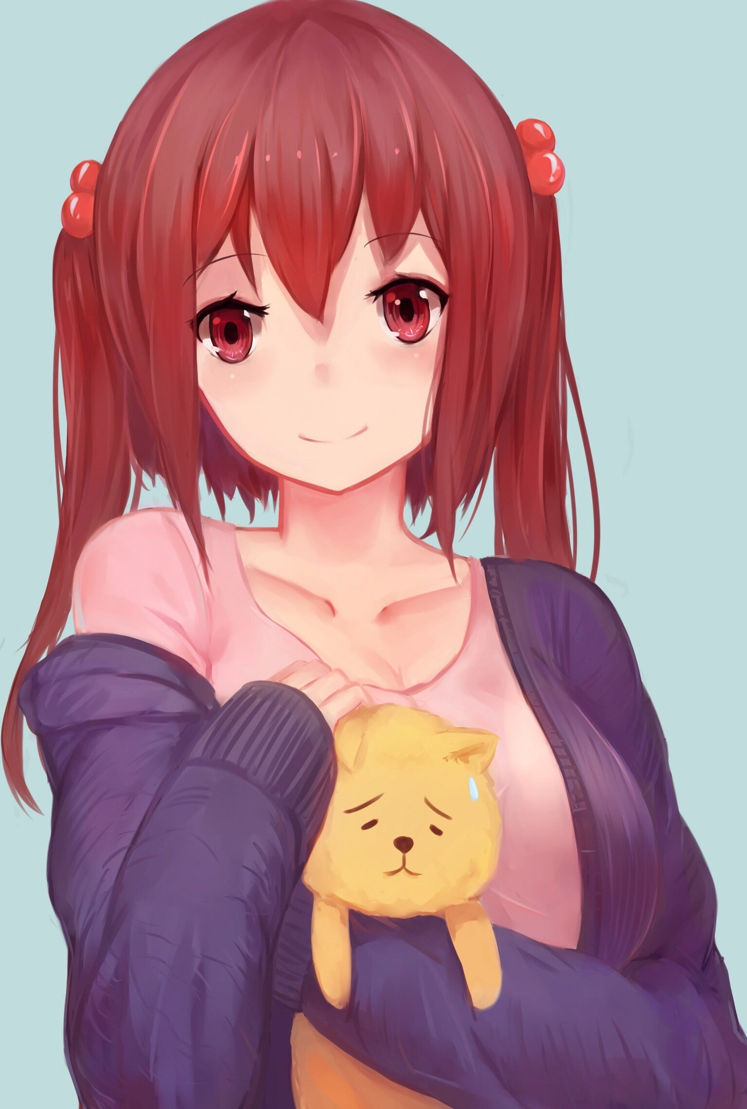 beautiful people, women, females, long hair, anime girls, hairstyle, one person, clothing, anime, human body part, Nana Ebina, beautiful woman, blue background, Phone HD Wallpaper