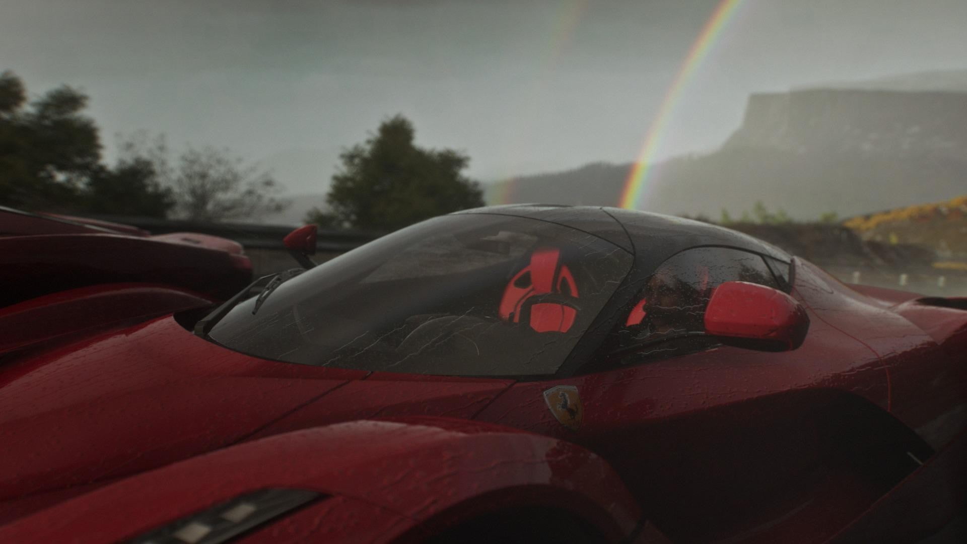 red, black, focus on foreground, transparent, steering, reflection, 1080P, wheel, glass - material, land vehicle, tree, luxury, nature, Ferrari LaFerrari, HD Wallpaper