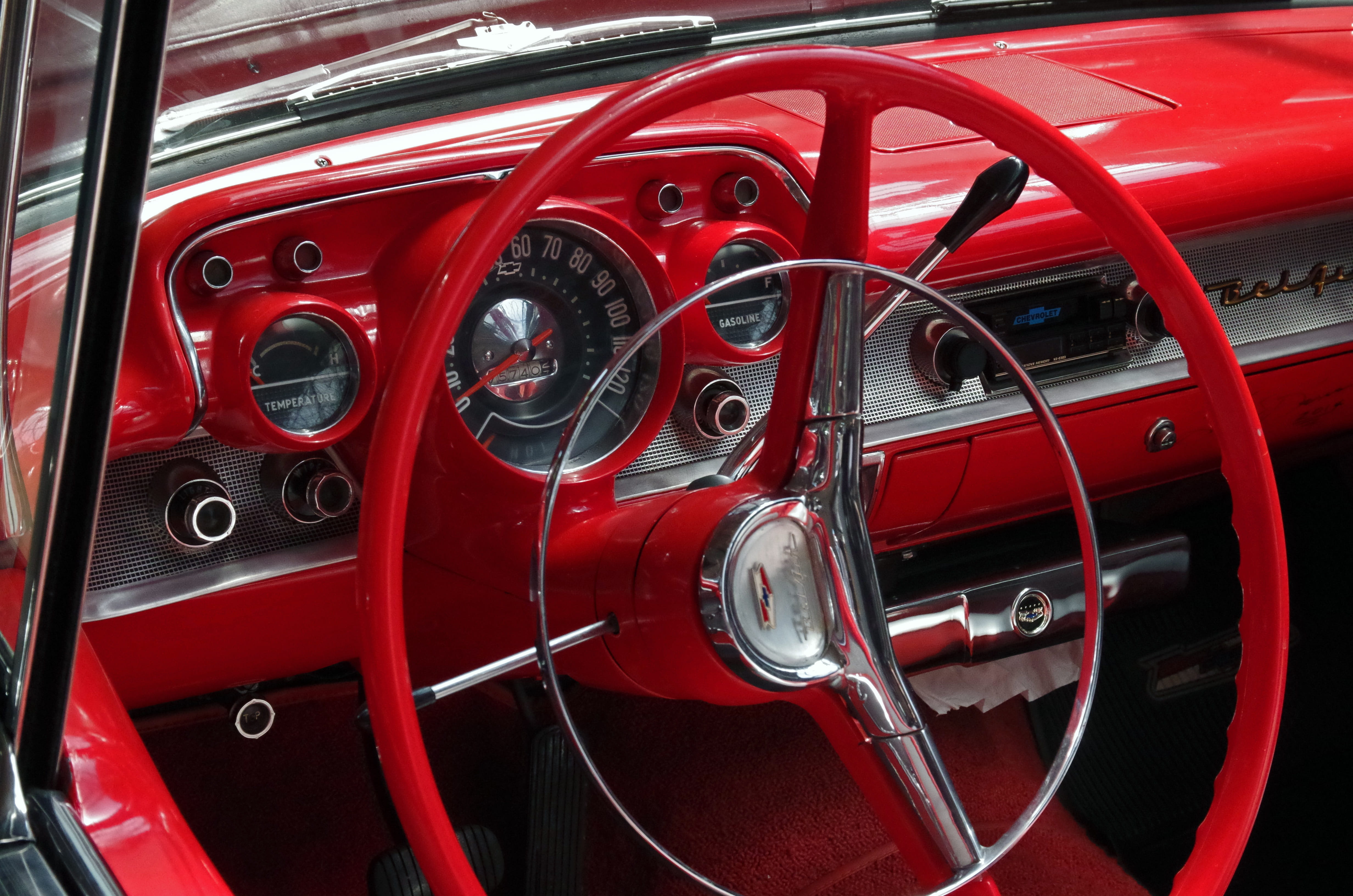 close-up, interior, steering wheel, retro styled, land vehicle, vehicle part, transportation, car, automotive, cockpit, mode of transportation, vintage car, HD Wallpaper