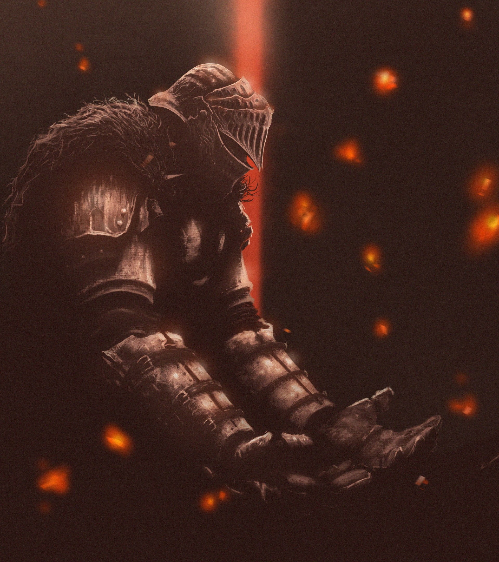 despair, Dark Souls, digital art, fantasy art, 1080P, knight, video games, Phone HD Wallpaper