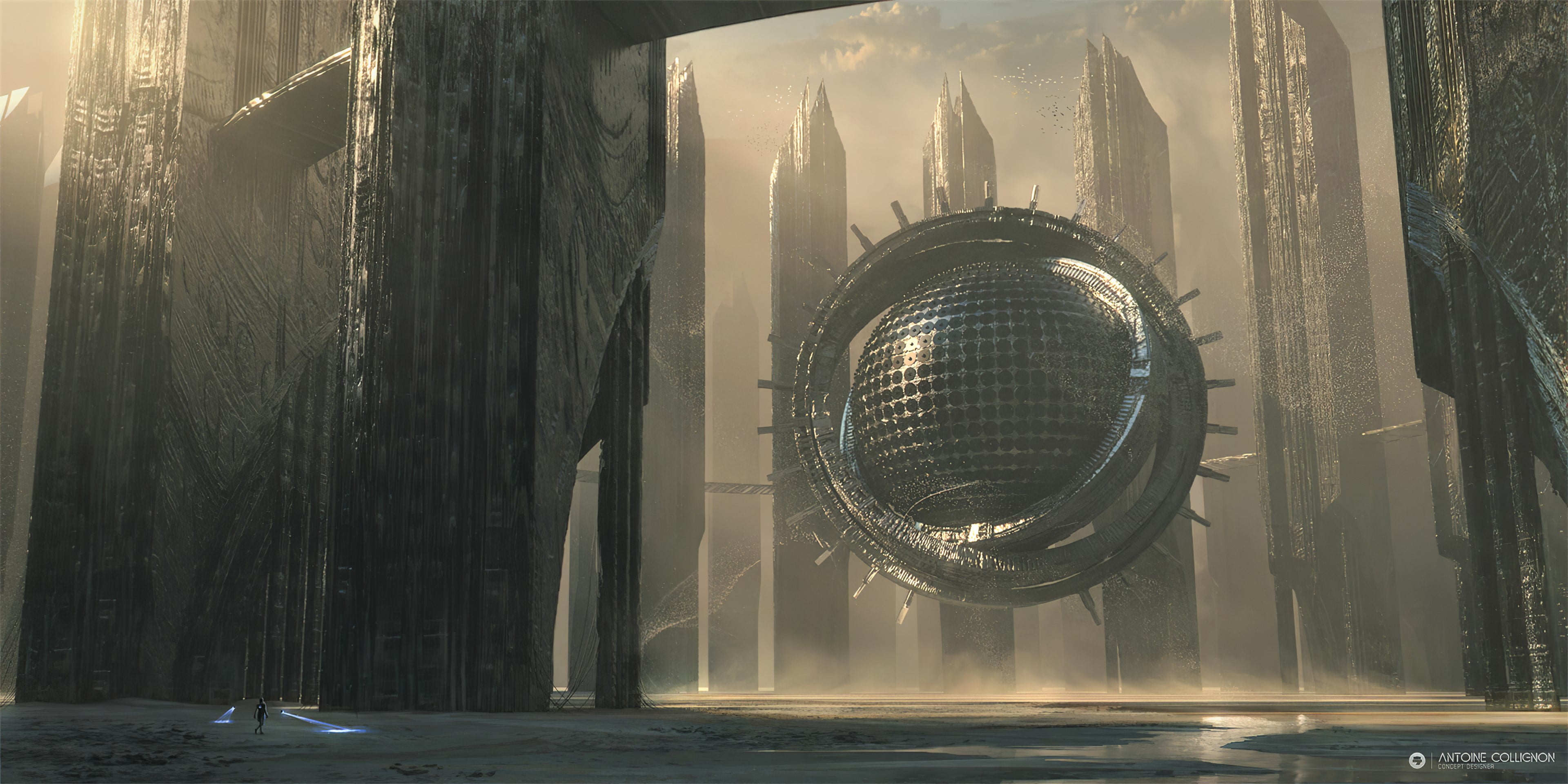 Antoine Collignon, Abandoned city, desert, futuristic, 4K, HD Wallpaper