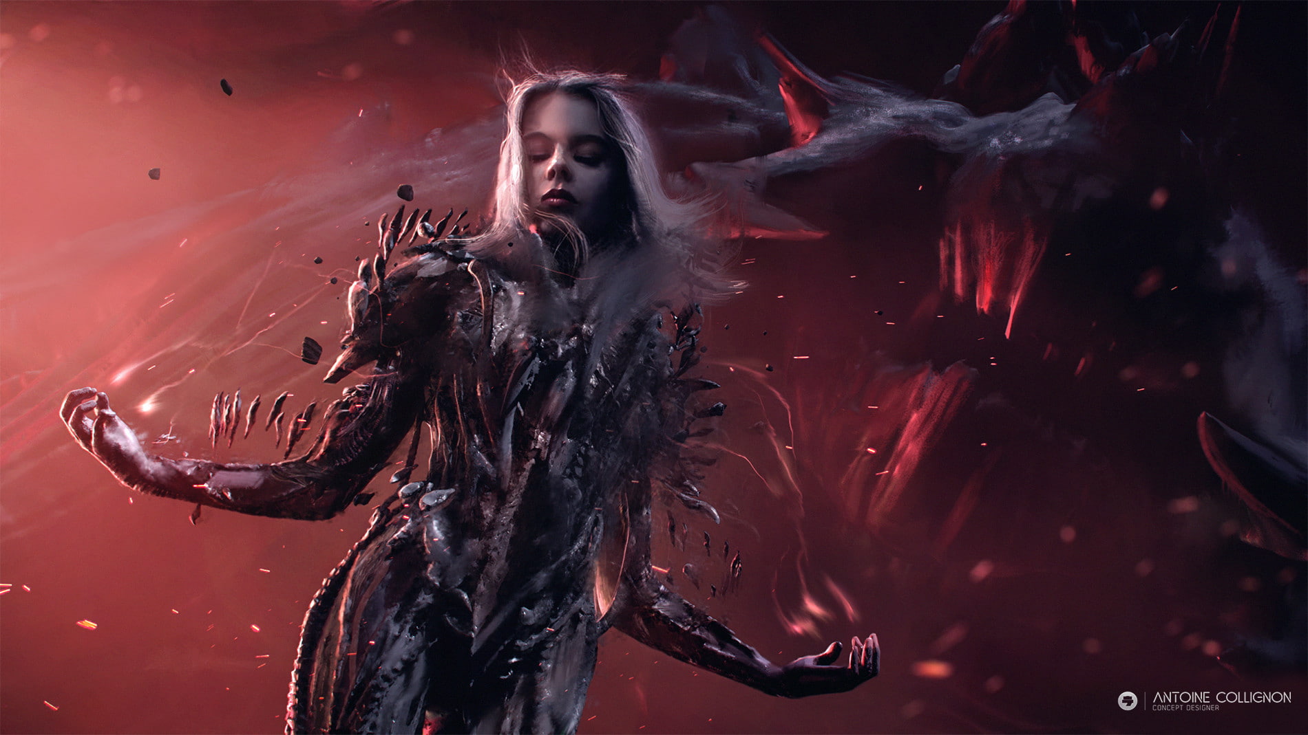 smoke, digital art, fantasy girl, 720P, futuristic, Antoine Collignon, dark fantasy, fantasy art, women, HD Wallpaper