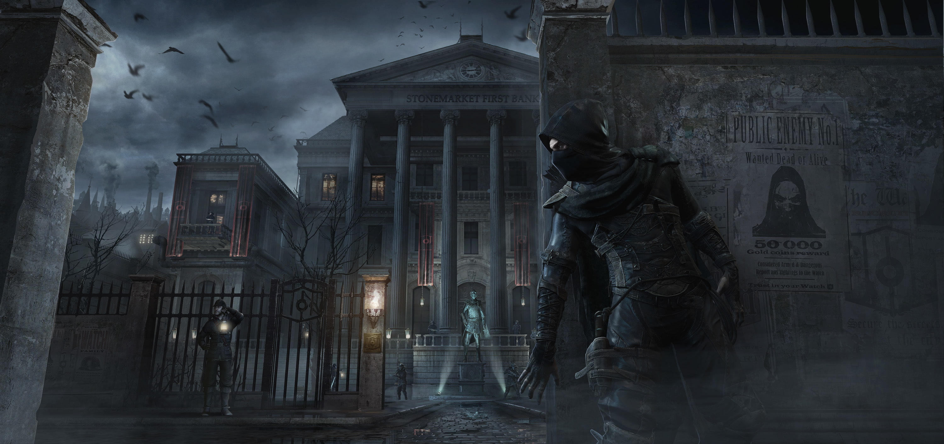outdoors, human representation, Eidos Interactive, representation, security, real people, ninja, (2014), hood, male likeness, arrows, architecture, statue, HD Wallpaper