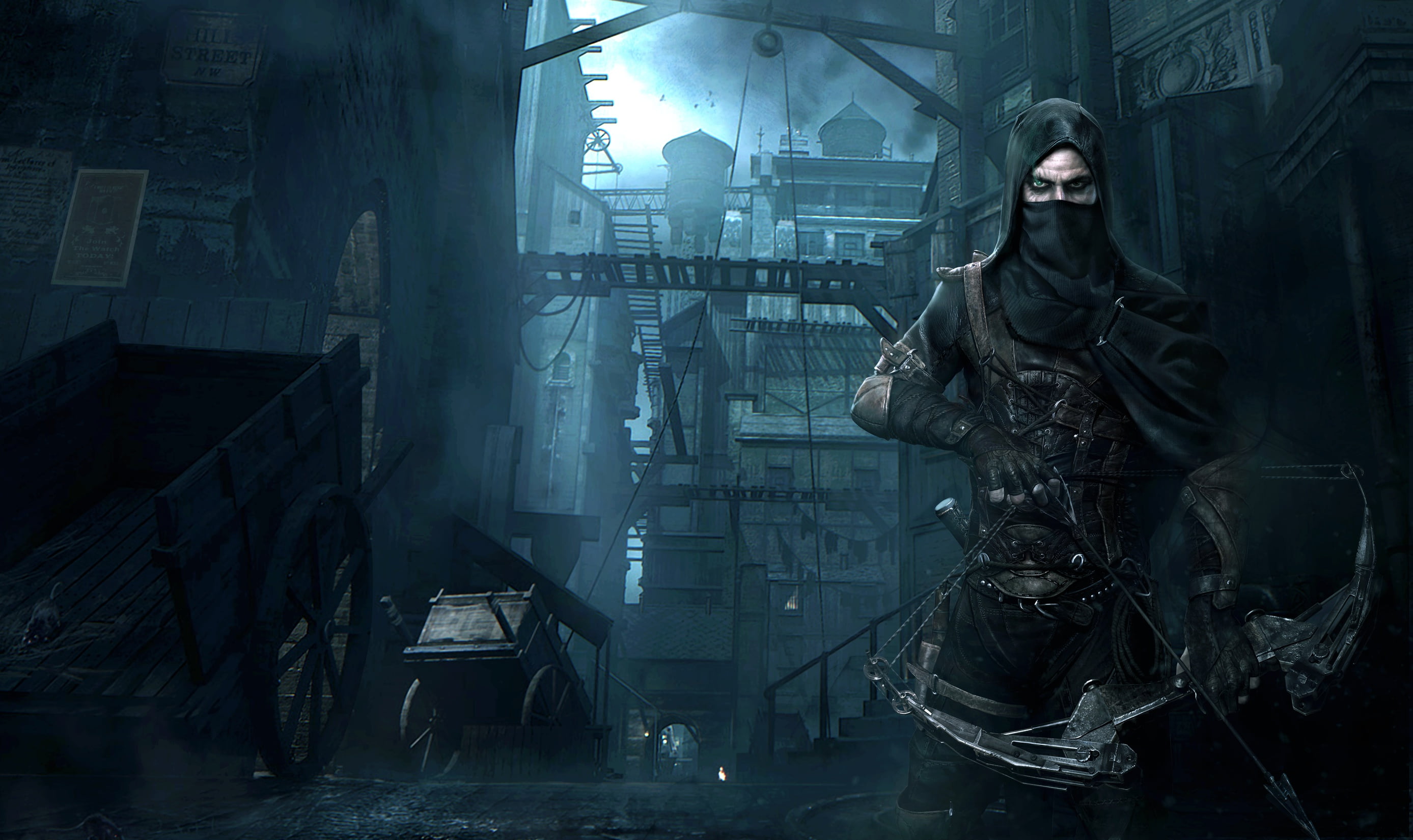 Eidos Montreal, Hood, Eidos Interactive, Equipment, Thief, Look, 2K, Garrett, Arrows, Square Enix, Mask, Fog, Thief (2014), HD Wallpaper