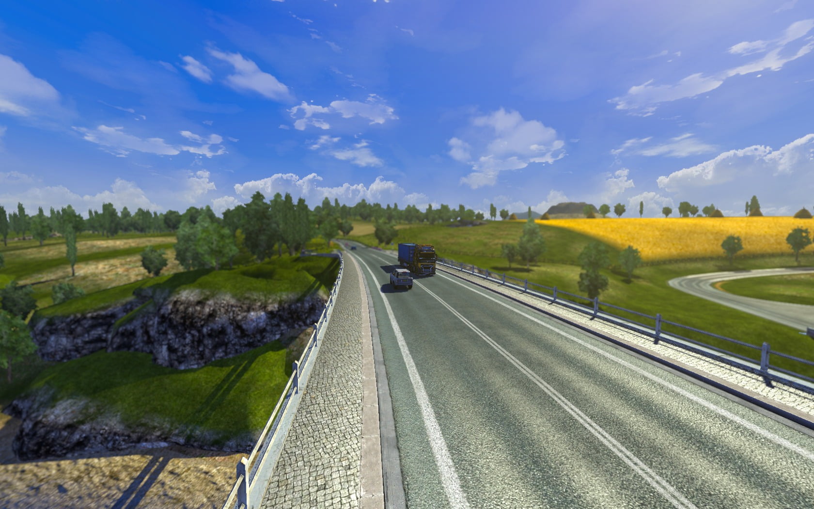 plant, land vehicle, highway, sunlight, environment, transportation, motor vehicle, white, scenics - nature, Euro Truck Simulator 2, day, illustration, HD Wallpaper