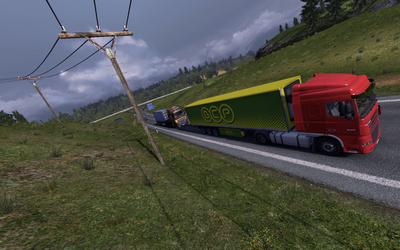 highway, trucks, Euro Truck Simulator 2, screen shot, video games, 720P, HD Wallpaper