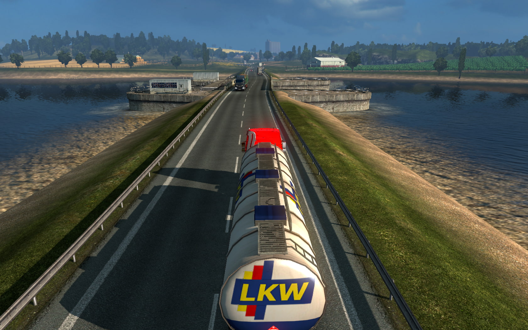 nature, Euro Truck Simulator 2, mode of transportation, plant, no people, marking, day, morning, night, outdoors, car, land vehicle, river, 720P, symbol, HD Wallpaper