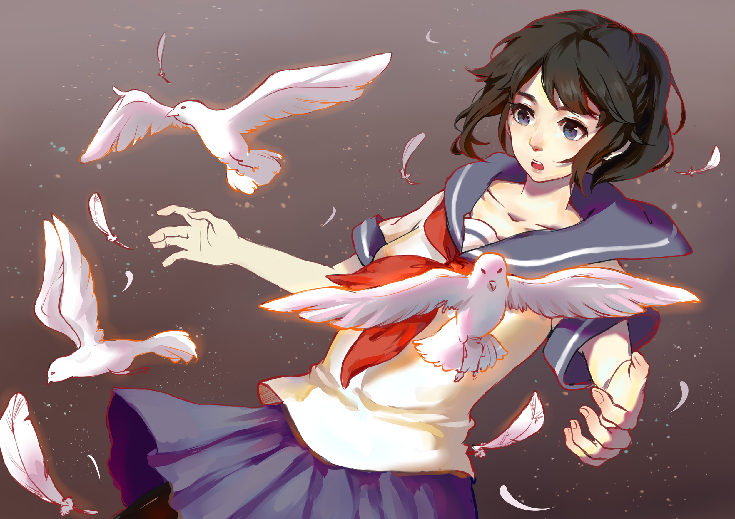 art and craft, young women, fashion, human representation, looking at camera, young adult, sailor uniform, one person, costume, women, aishi ayano, yandere simulator, HD Wallpaper