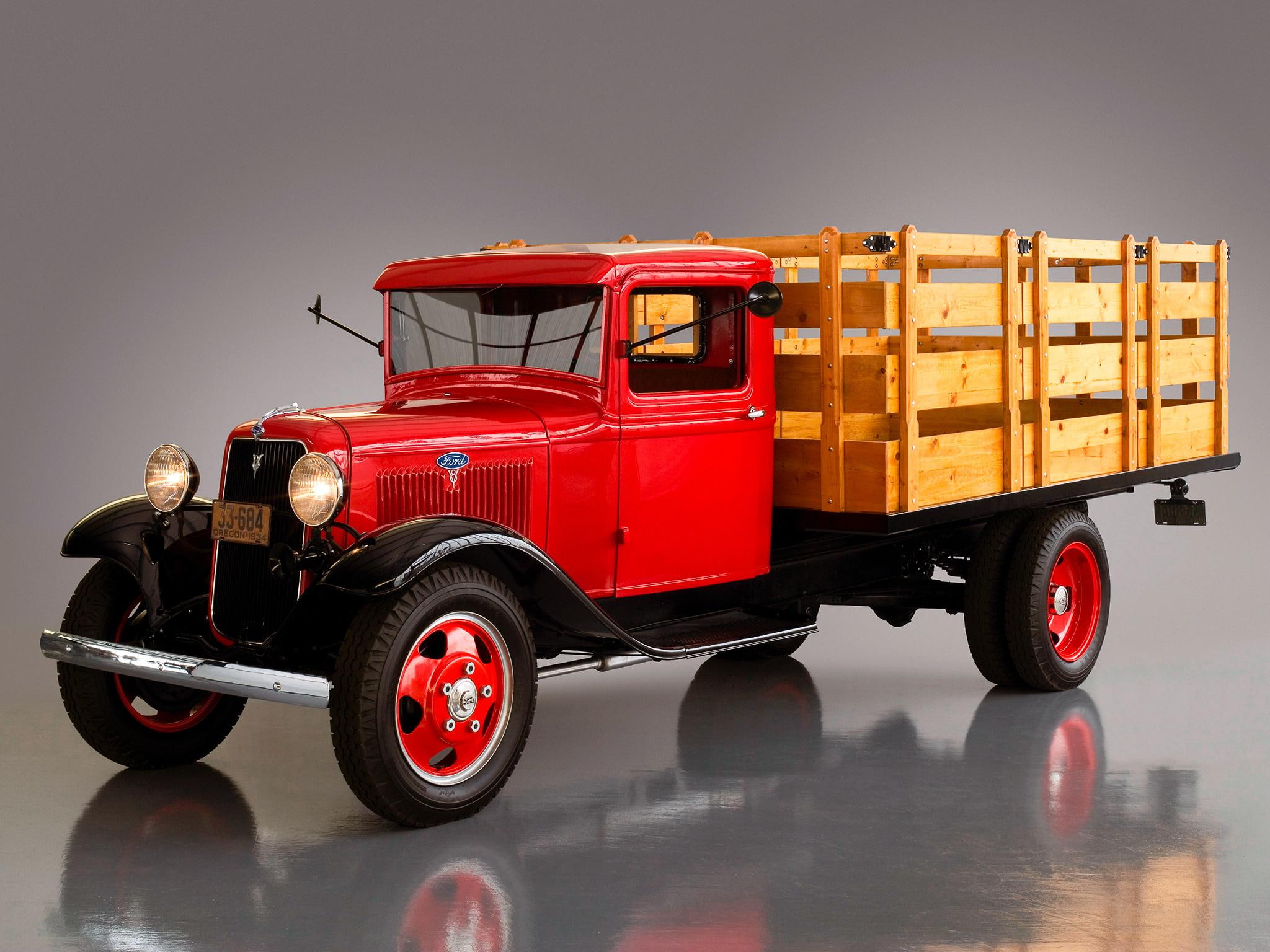 ford, model, retro, wide, bb, stake, 1934, 1080P, truck, HD Wallpaper