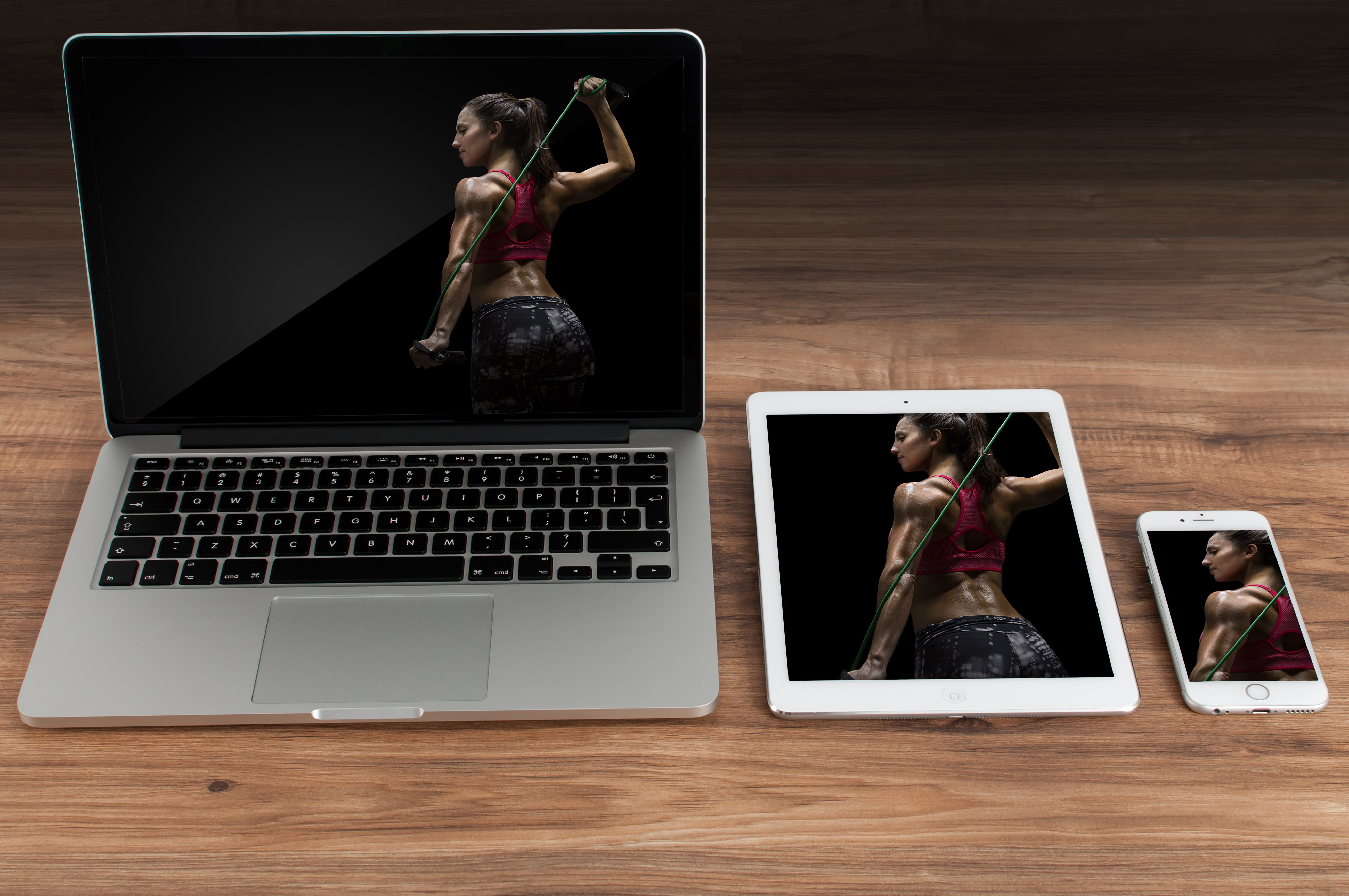 4K, cellular smartphone, fitness, tablet, notebook, woman, HD Wallpaper