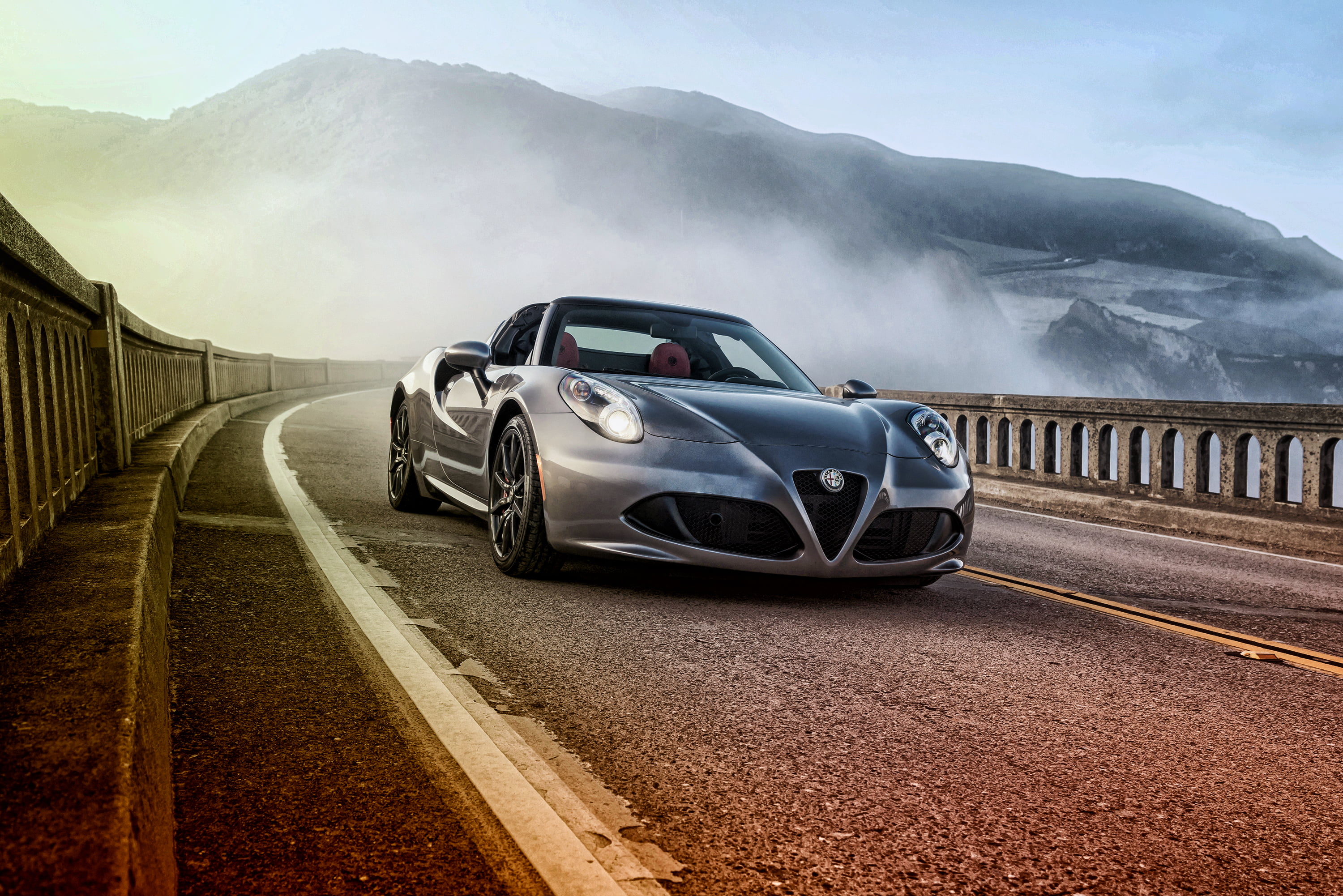 fog, power, on the move, headlight, engine, sport, scenics - nature, us-spec, road trip, technology, panoramic, gray, mode of Transport, sports Car, spider, HD Wallpaper
