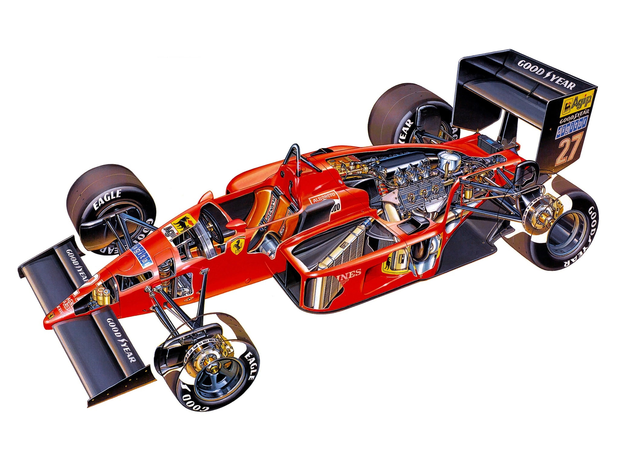 race, 1080P, f187, cutaway, 1987, ferrari, racing, formula, HD Wallpaper