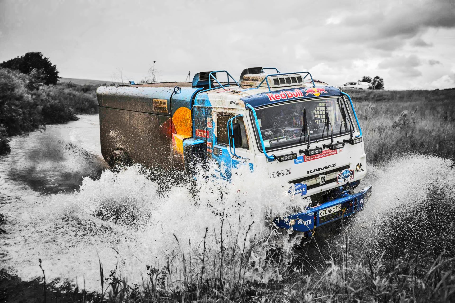Rally, vehicle, racing, 1080P, Kamaz, water, Truck, HD Wallpaper