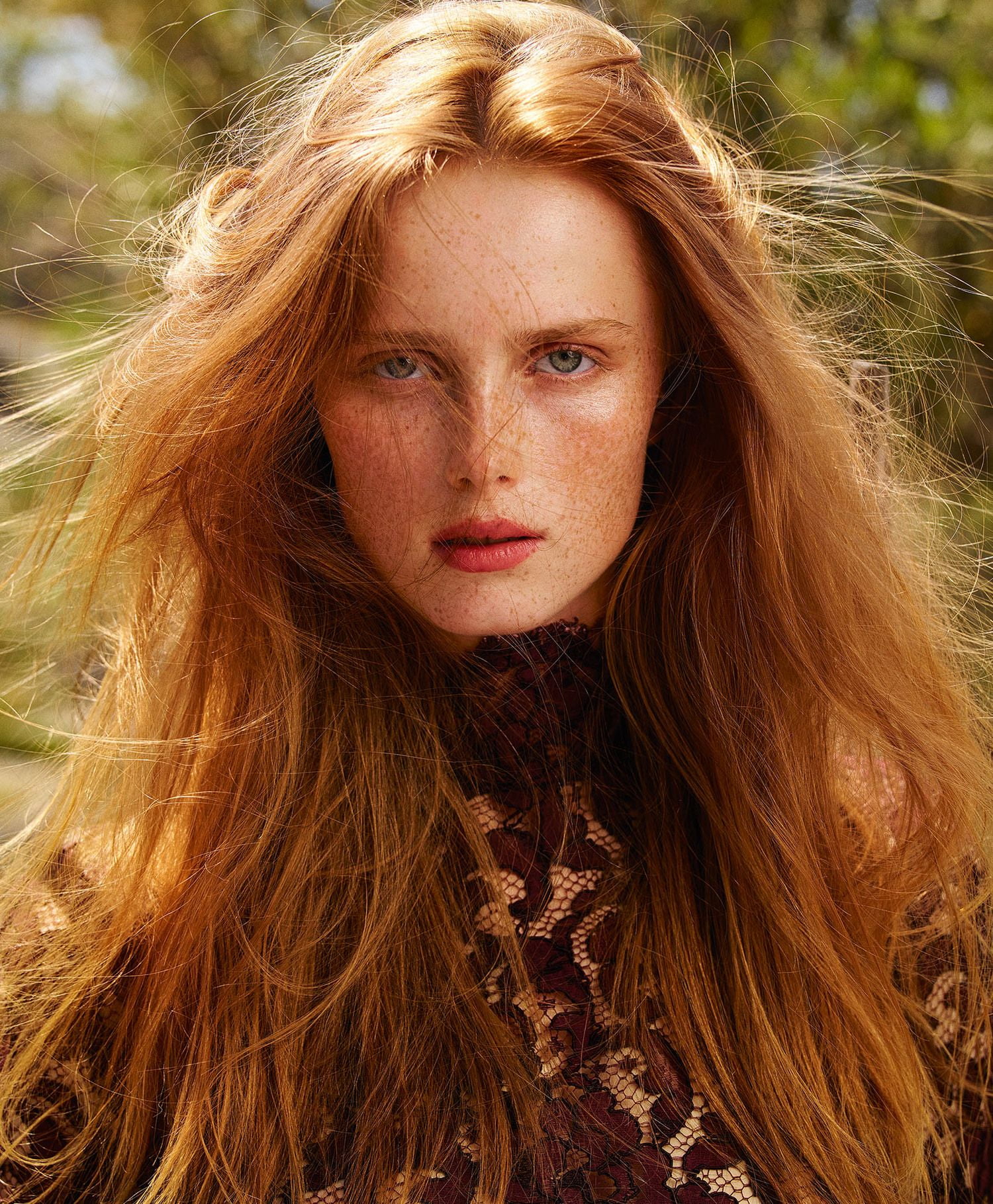 long hair, redhead, green eyes, model, 720P, women outdoors, Dutch, Rianne van Rompaey, women, Phone HD Wallpaper