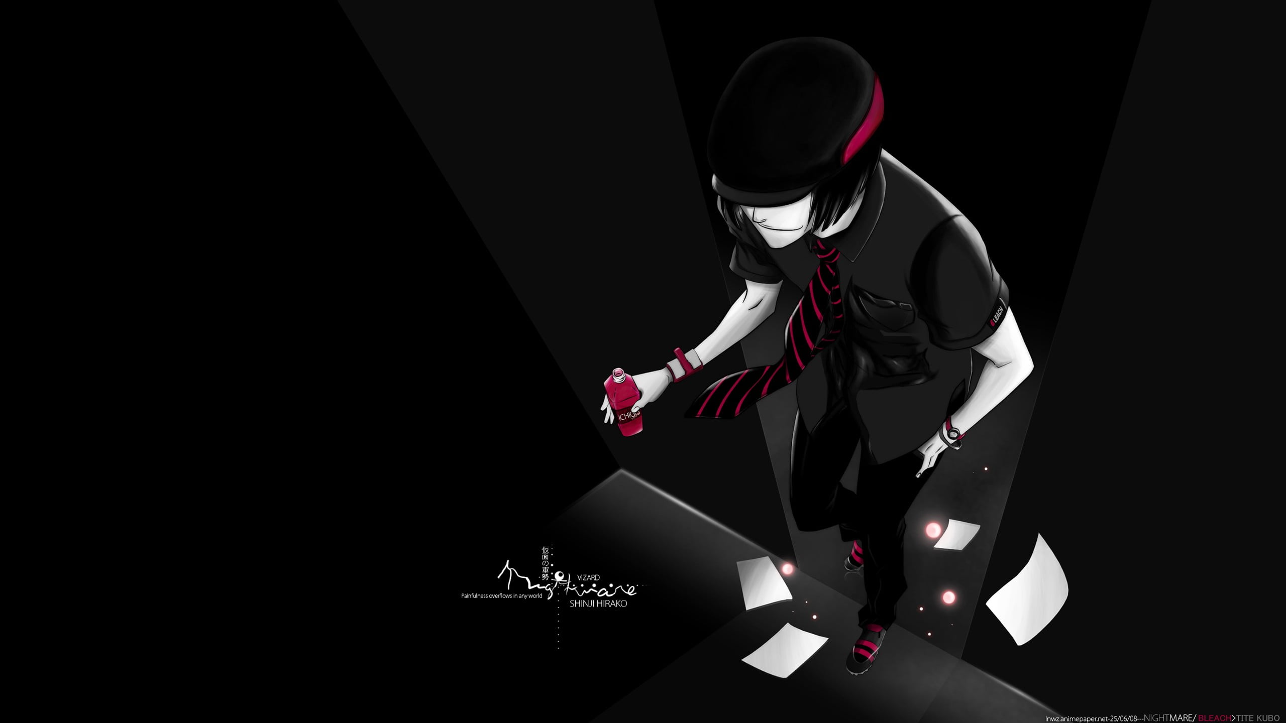 character, male, Bleach, selective coloring, clothing, Hirako Shinji, human representation, creativity, simple background, 2K, night, studio shot, HD Wallpaper
