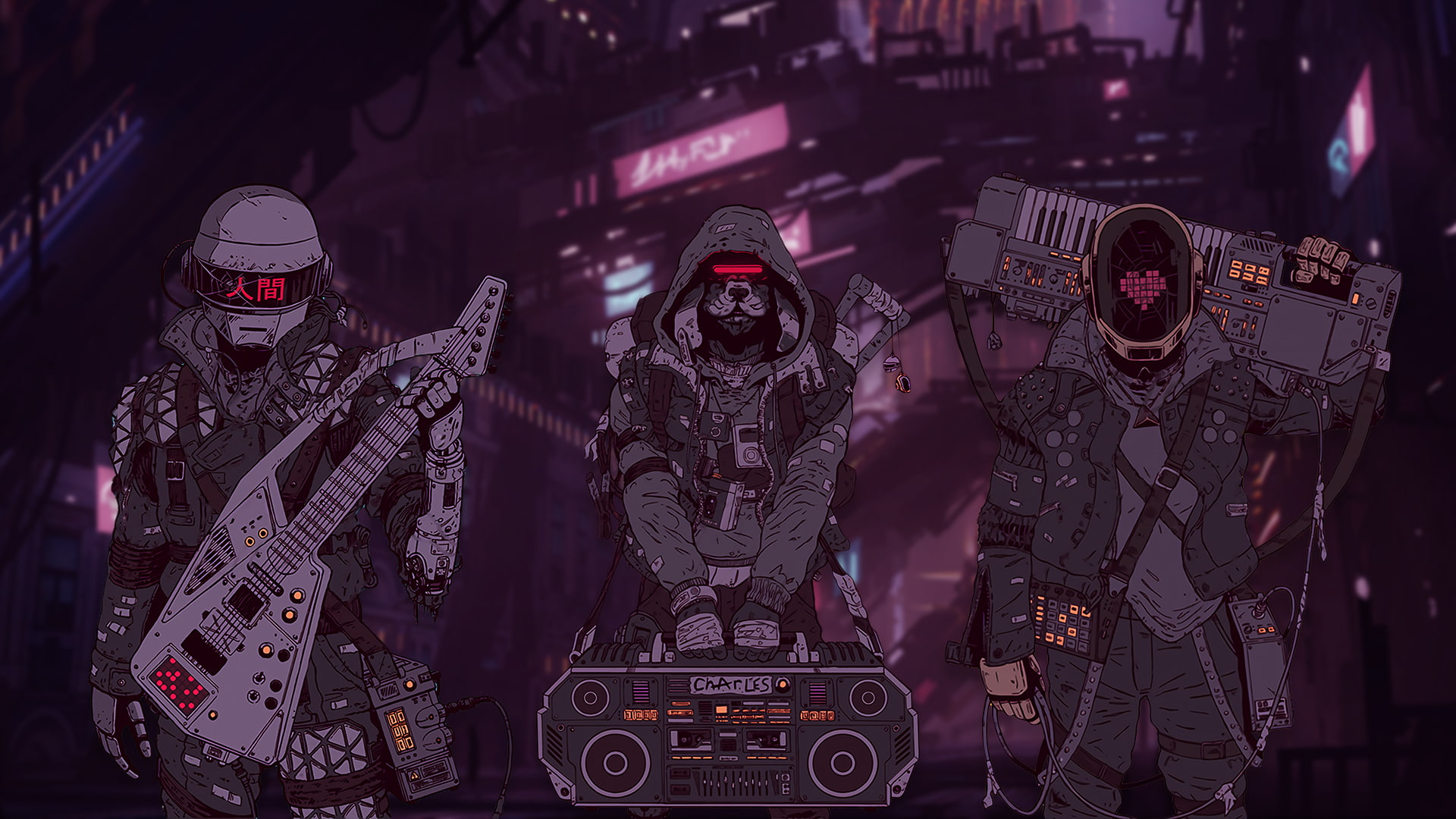 cyberpunk, 1080P, FUI, Thomas, Guy Manuel, Daft Punk, HD Wallpaper