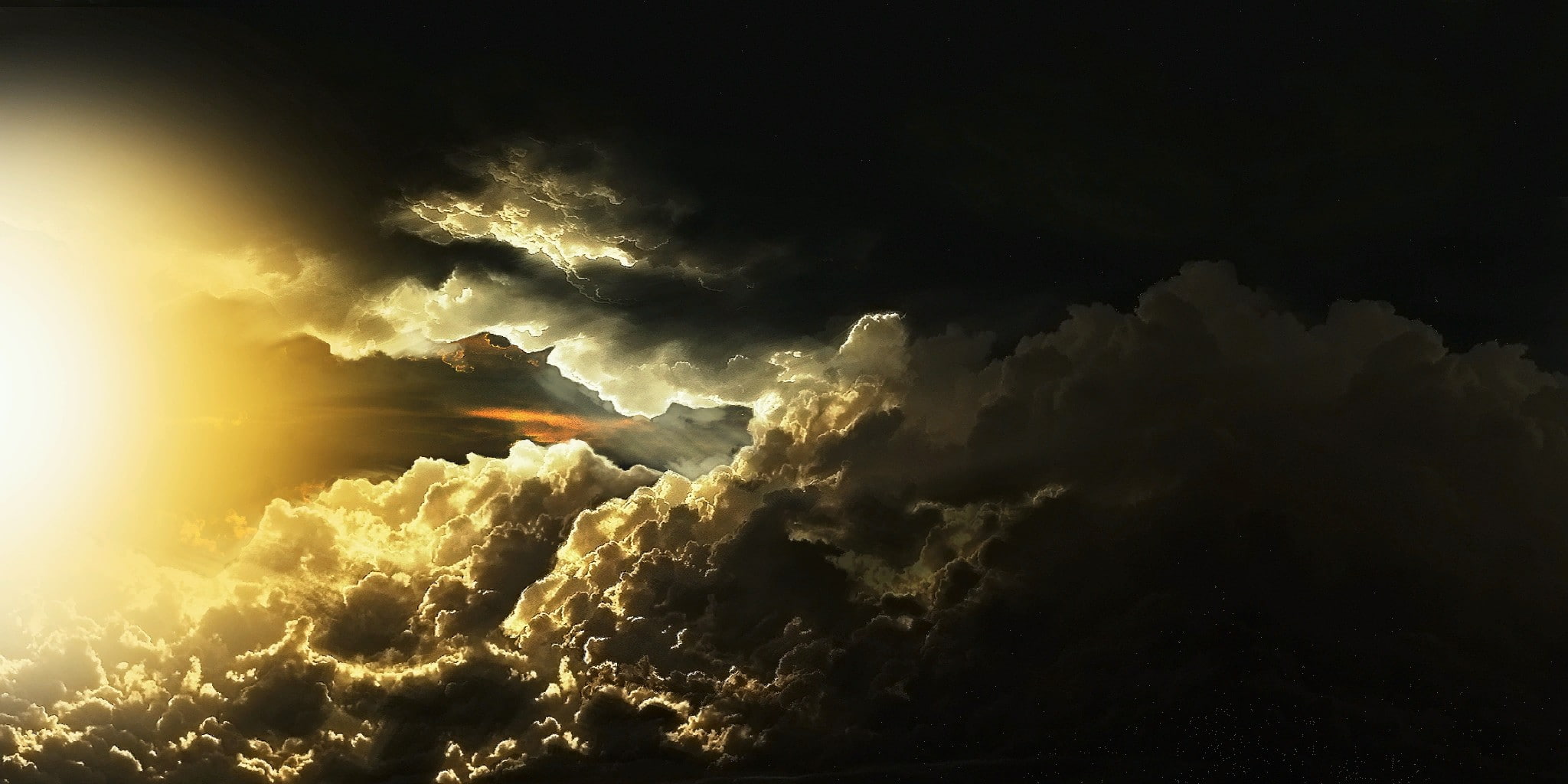 sky, artwork, 1080P, environment, scenics - nature, meteorology, majestic, tranquility, cloudscape, nature, sunbeam, copy space, outdoors, sunlight, sunset, HD Wallpaper