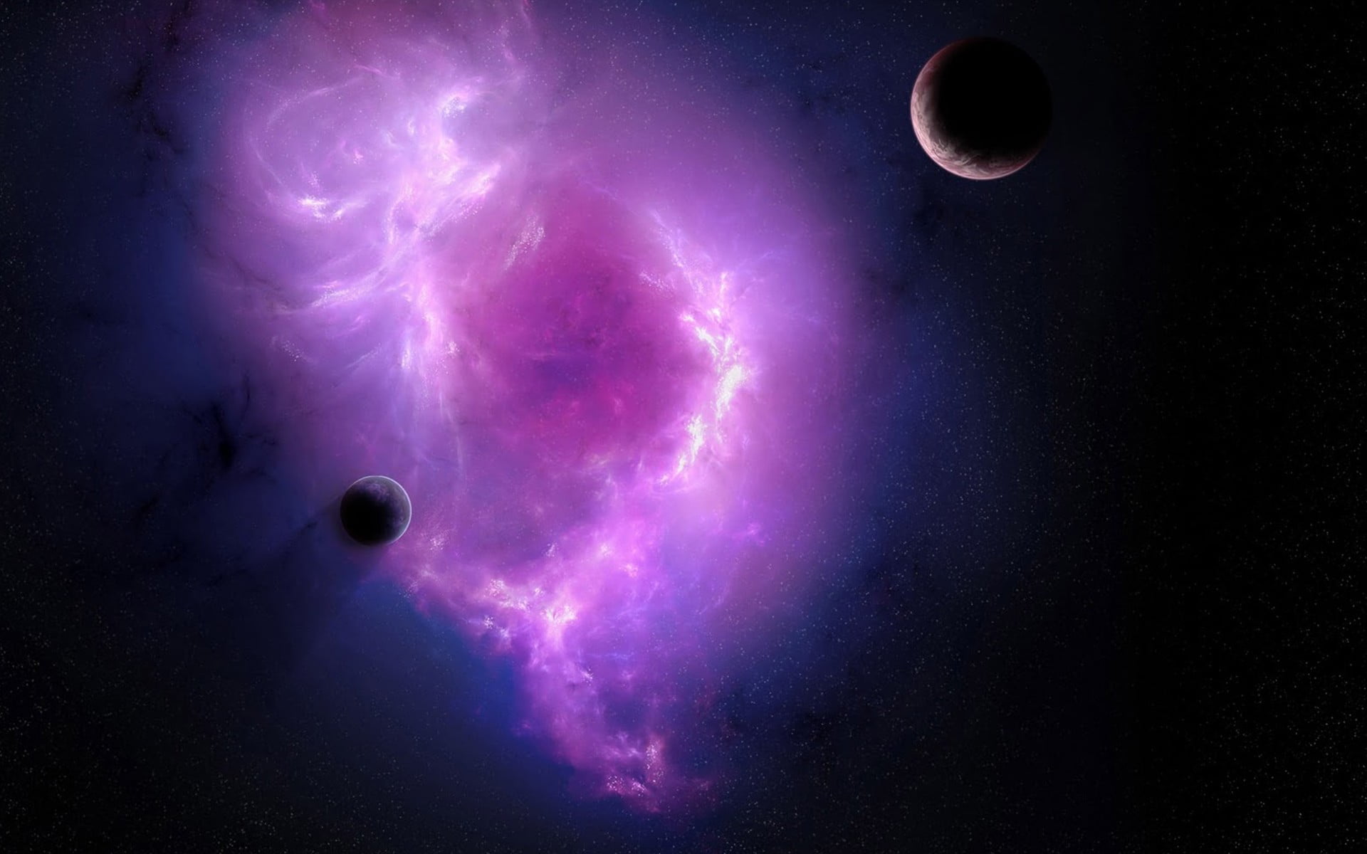 hd, planet - space, lightning, circle, power in nature, nature, storm, purple, no people, star - space, sky, render, two, night, brown, Moon, HD Wallpaper