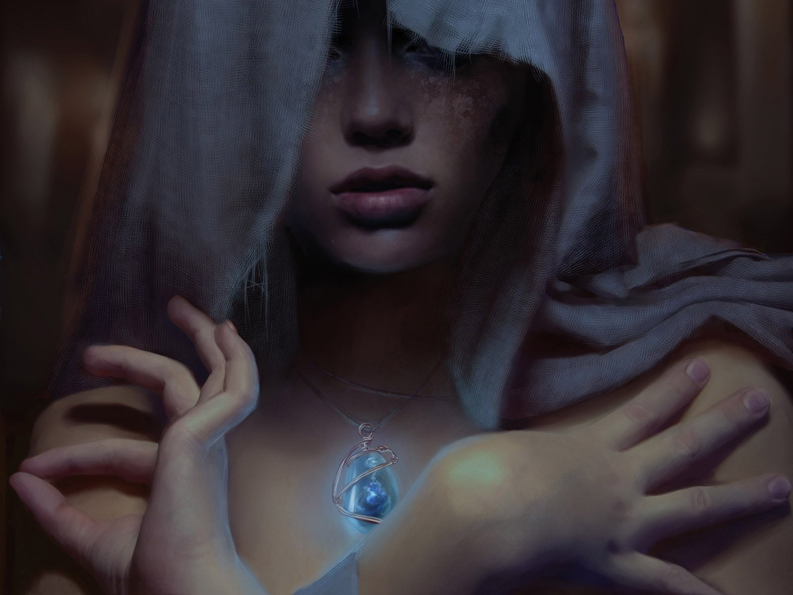 beautiful, fantasy, hand, amulet, magic, girl, 720P, HD Wallpaper