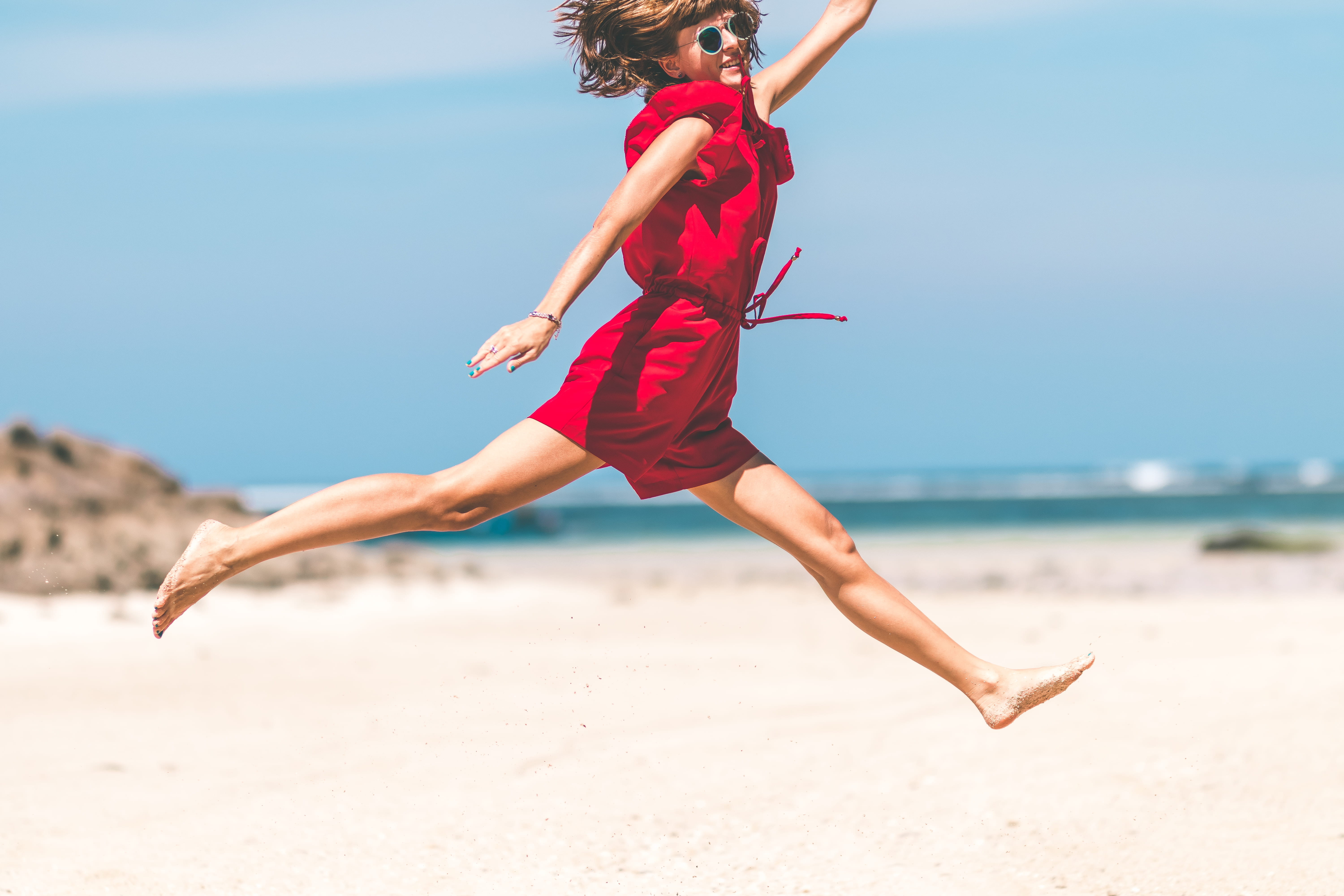 girl, one person, joy, freedom, female, summer, motion, dom, beauty, adult, mid-air, person, sand, beautiful, young adult, horizon over water, care, woman, HD Wallpaper
