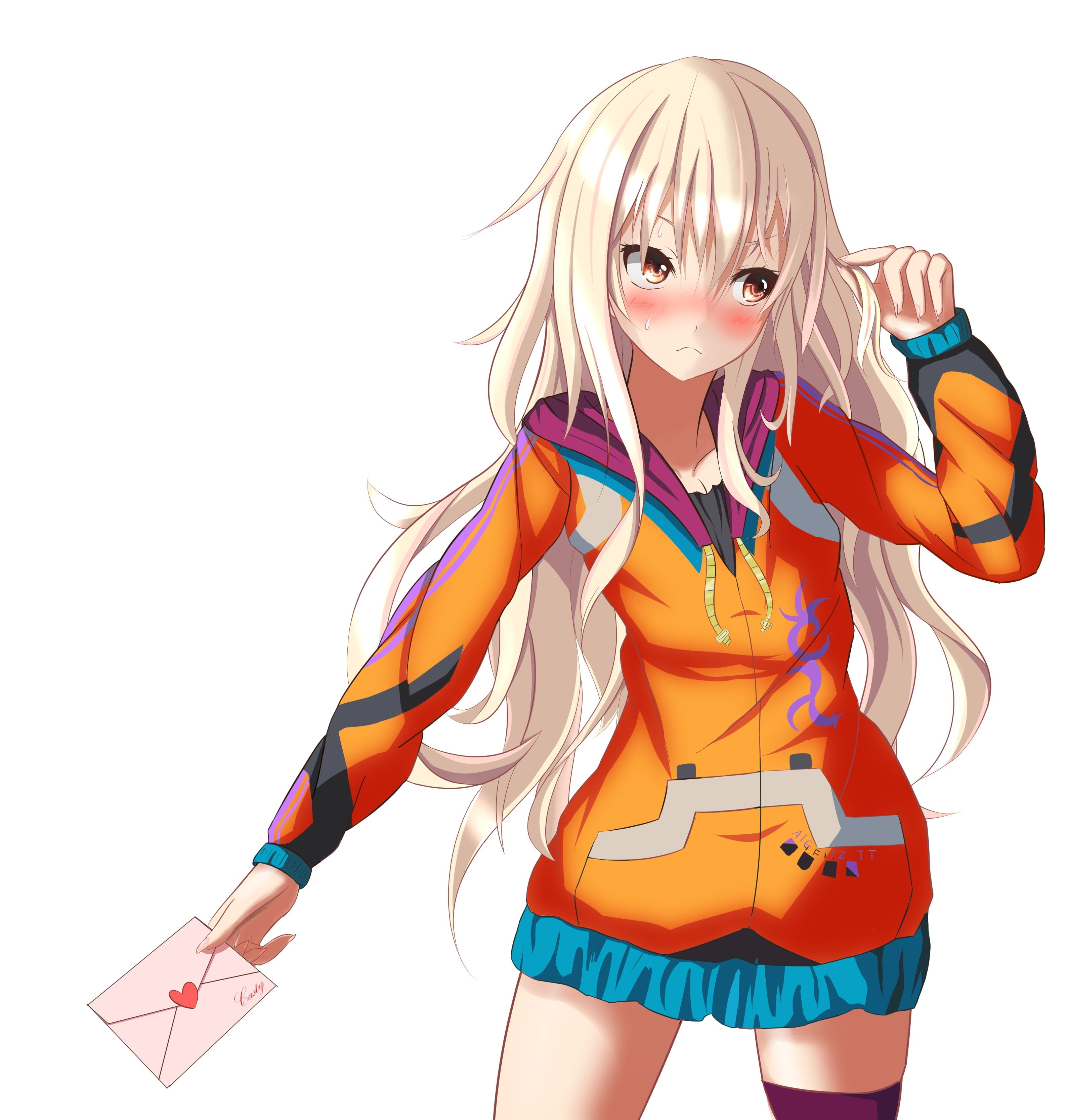 indoors, white background, red eyes, blond hair, long hair, lifestyles, women, looking at camera, fashion, Casty Rianoit, gray hair, adult, Ar Nosurge, Phone HD Wallpaper