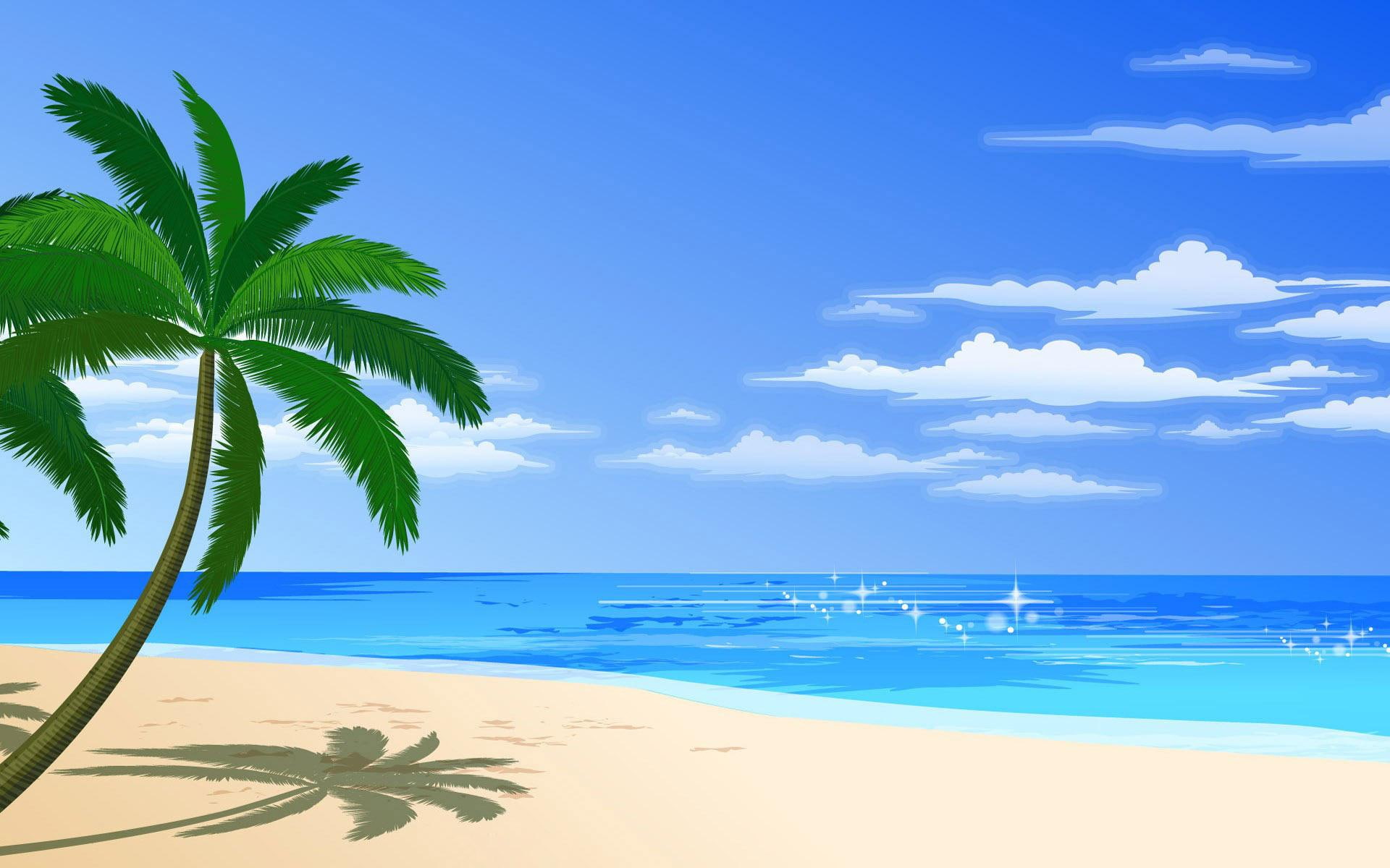 presentation, 1080P, single, sand, sea, d, green, 1920x1200, palm, blue, clear, ocean, tree, vector, HD Wallpaper
