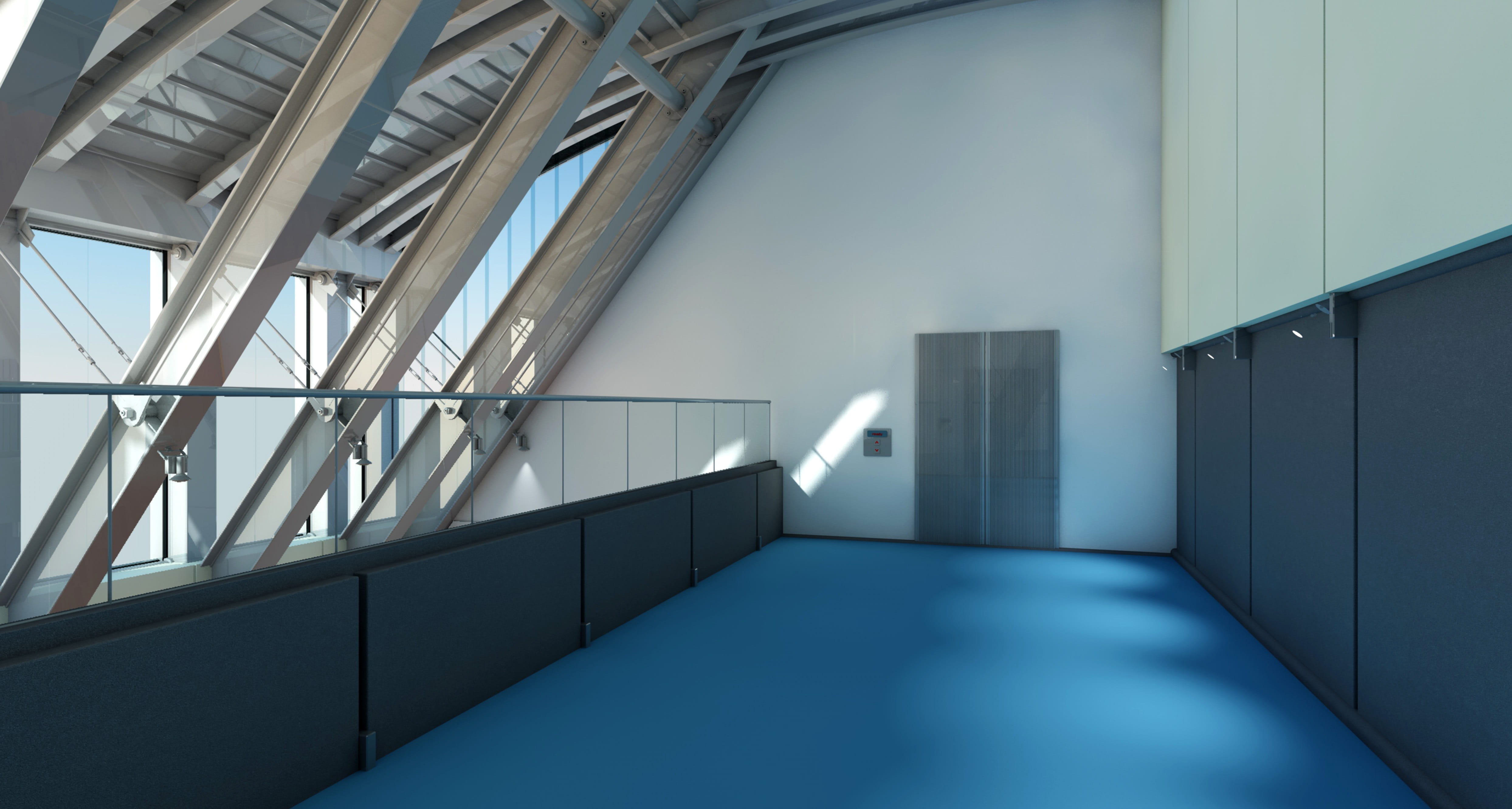 presentation, blue, window, gallery, staircase, empty, arcade, lobby, luxury, fair, elevator, within, day, glass, input, modern, light, absence, interior, HD Wallpaper