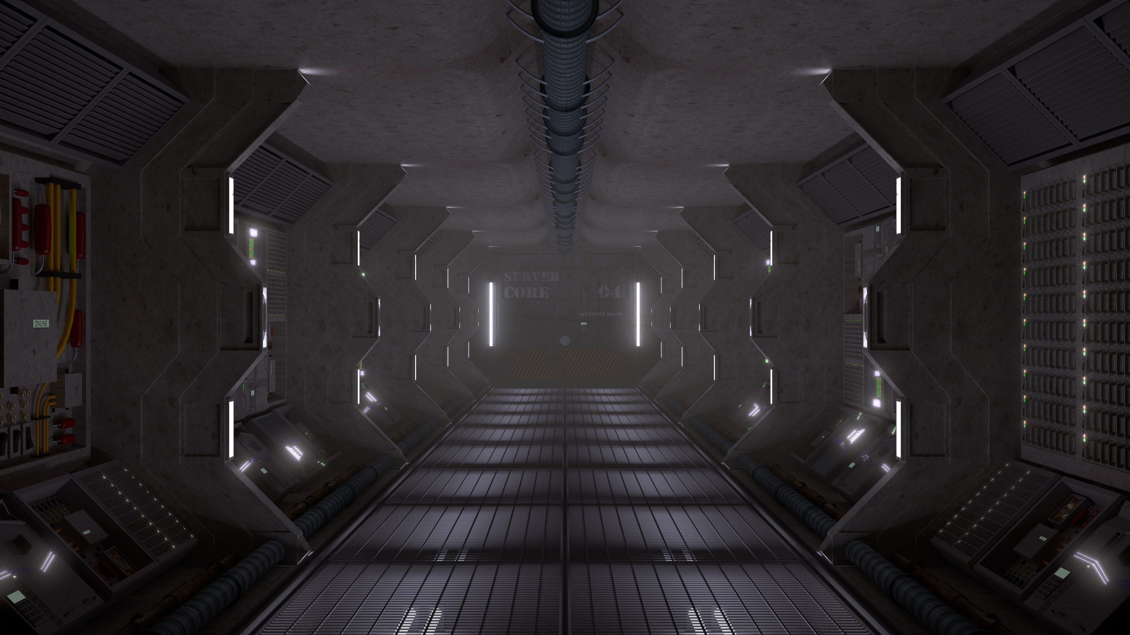 in a row, spaceship, footpath, diminishing perspective, built structure, no people, lighting equipment, illuminated, the way forward, indoors, direction, HD Wallpaper