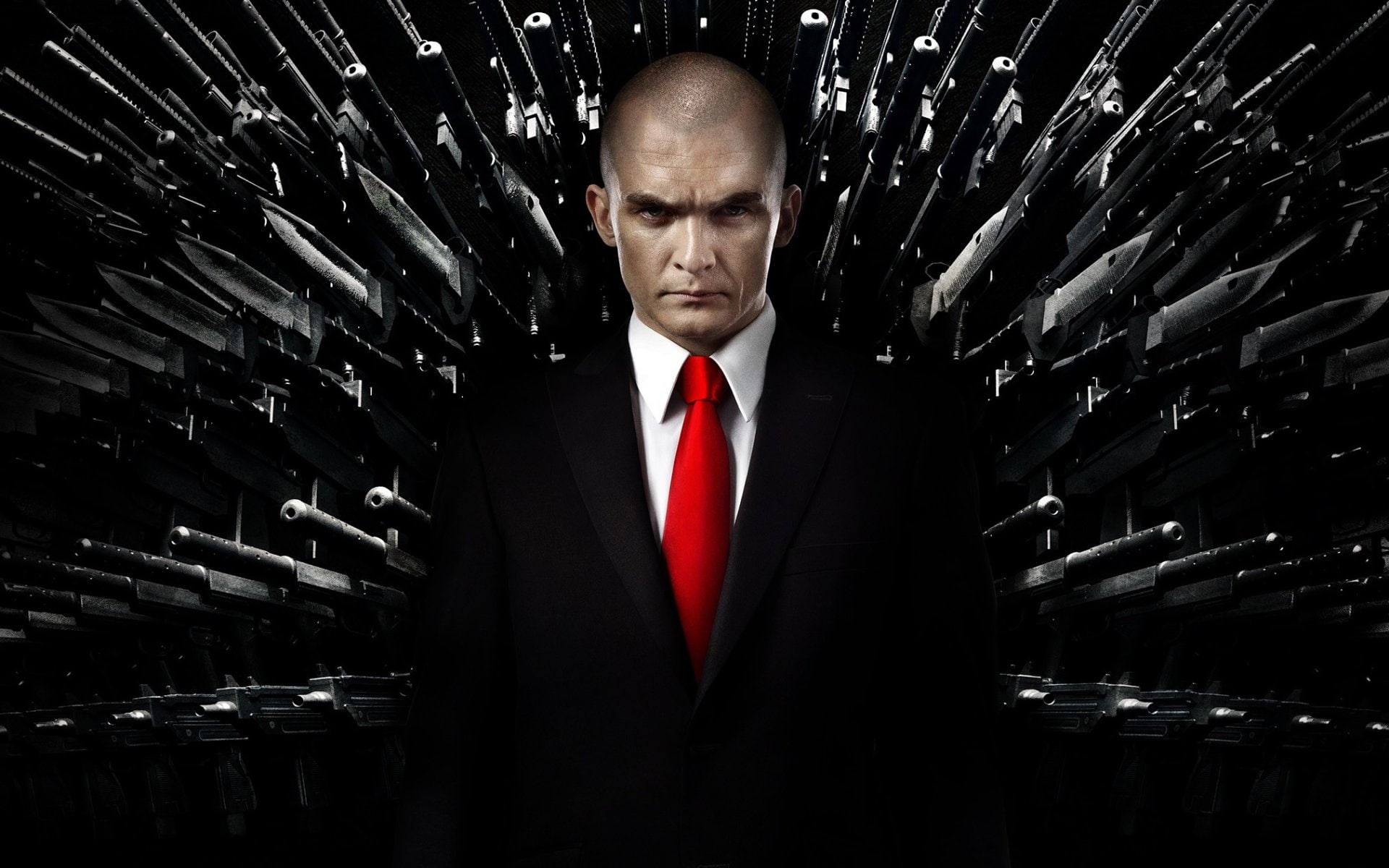 Agent 47, one person, suit, men, emotion, studio shot, depression - sadness, waist up, emotional stress, digital composite, red, business, adult, Hitman, HD Wallpaper