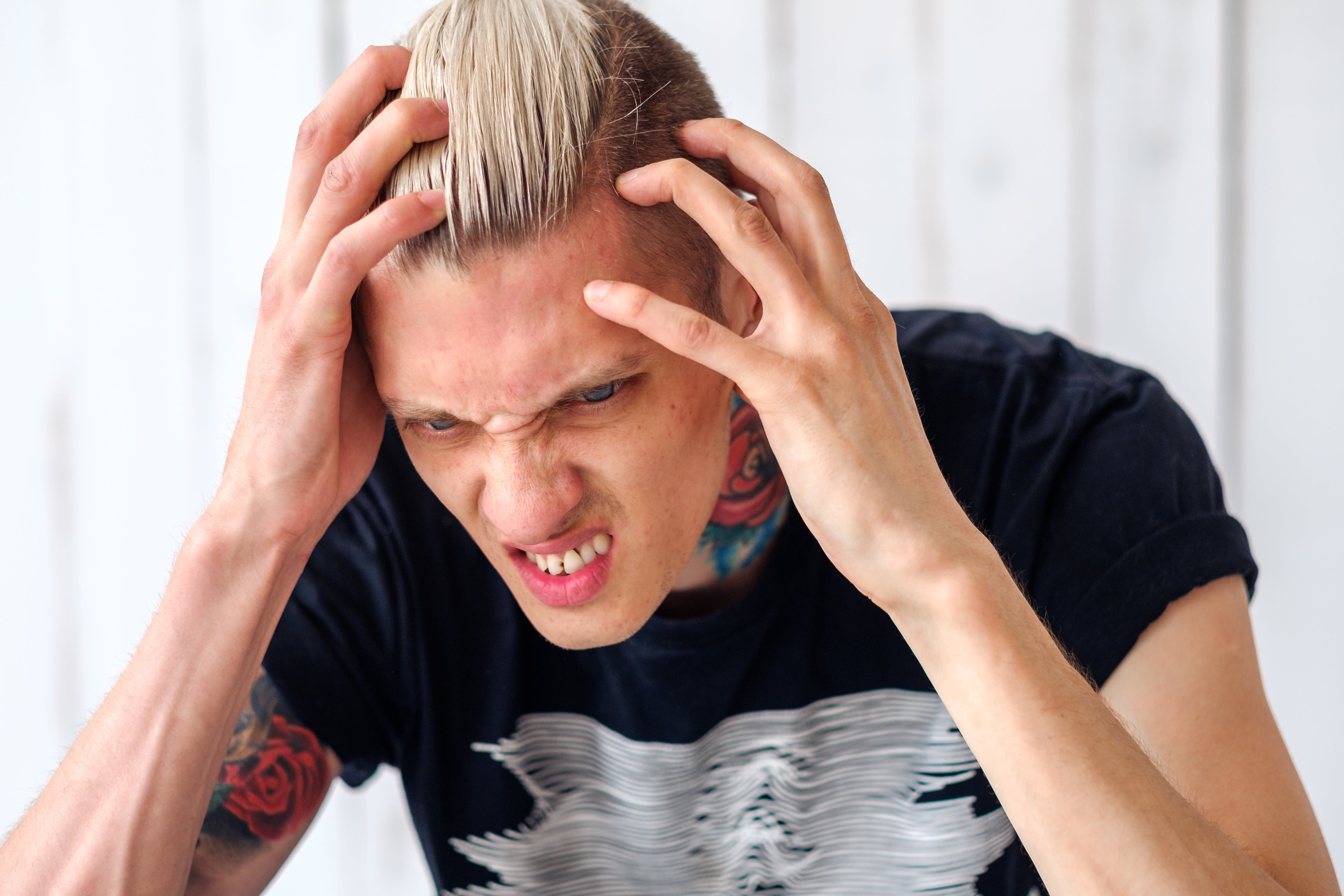 hand, crew, headache, irritation, sadness, only women, overworked, displeased, neck, despair, 5K, frustration, anger, head in hands, struggle, portrait, HD Wallpaper