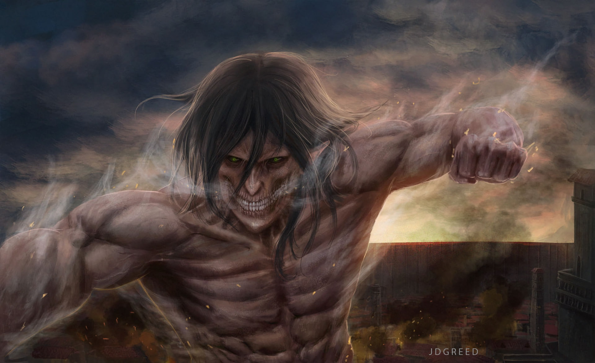 Anime, front view, waist up, spooky, creativity, hairstyle, portrait, digital composite, Levi Ackerman, motion, wet, young adult, 1080P, outdoors, nature, HD Wallpaper