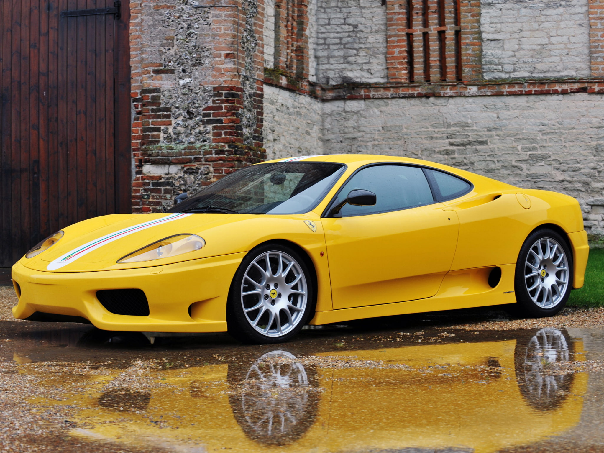 Ferrari, 360, the building, Ferrari 360, yellow, Challenge Stradale, 1080P, HD Wallpaper