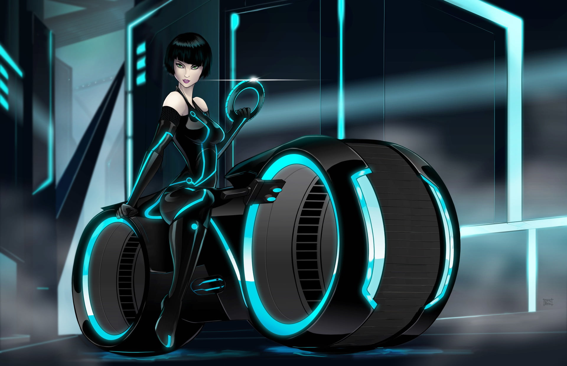 futuristic, science fiction, Tron, movies, Quorra, anime, 1080P, Esteban Barrientos, vehicle, anime girls, HD Wallpaper