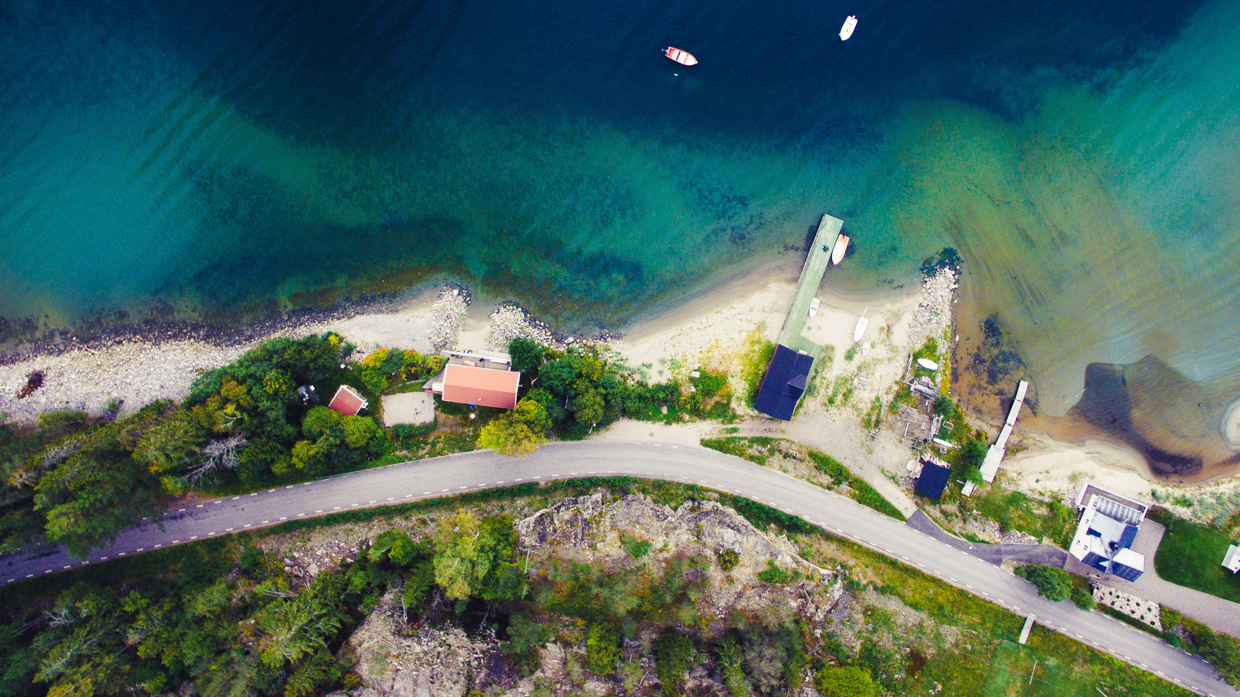 sea, altitude, land, houses, dji, building exterior, phantom, no people, built structure, landscape, nature, plant, fpv, near, droneshot, architecture, HD Wallpaper