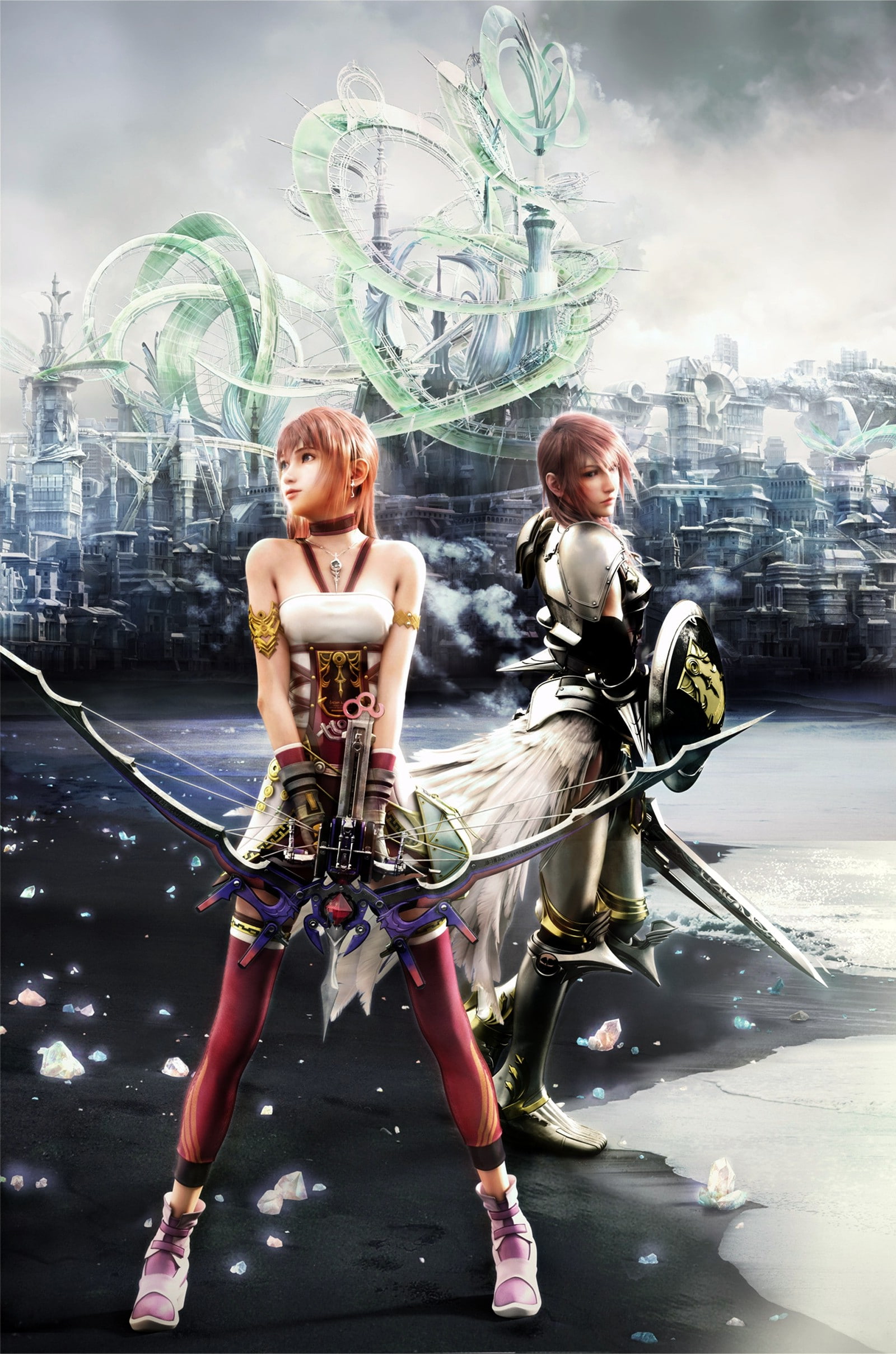 video games, digital composite, two people, women, young women, full length, Final Fantasy, architecture, couple - relationship, young men, adult, togetherness, Phone HD Wallpaper