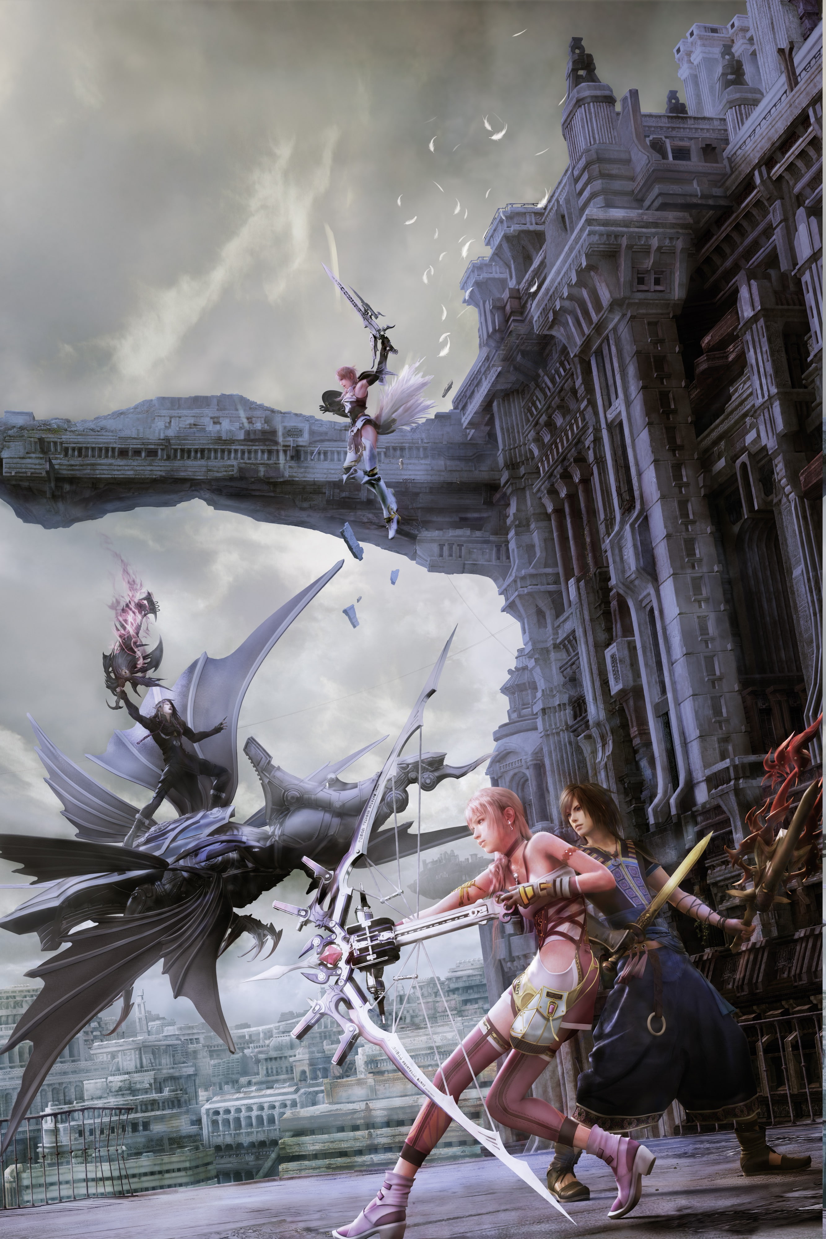 people, Noel Kreiss, outdoors, water, group of people, architecture, cloud - sky, mature adult, video games, Claire Farron, Serah Farron, Caius Ballad, Phone HD Wallpaper
