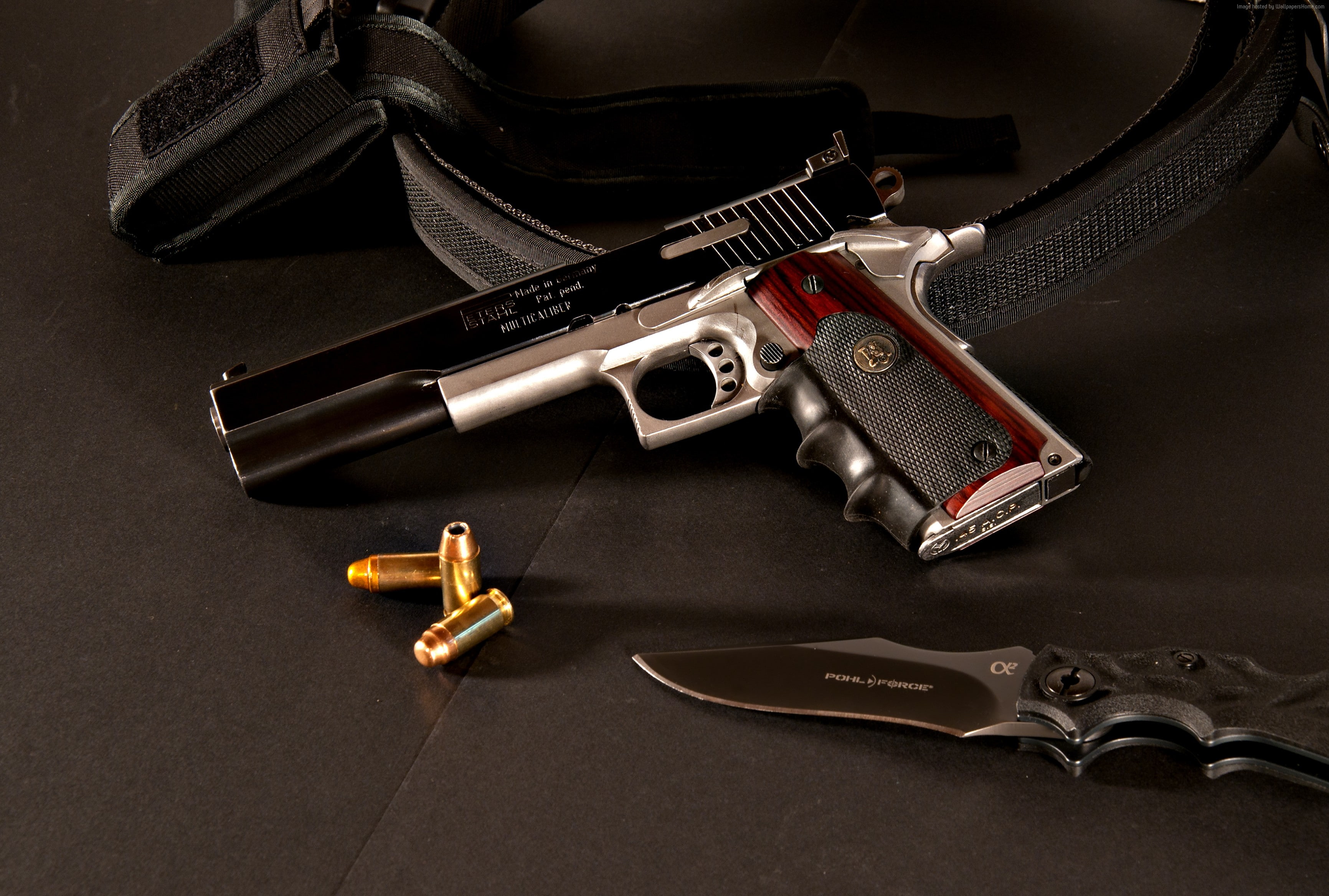 Alpha 2, Peters Stahl, Colt M1911, 2K, pistol, Pohl Force, custom, ACP, knife, .45, HD Wallpaper